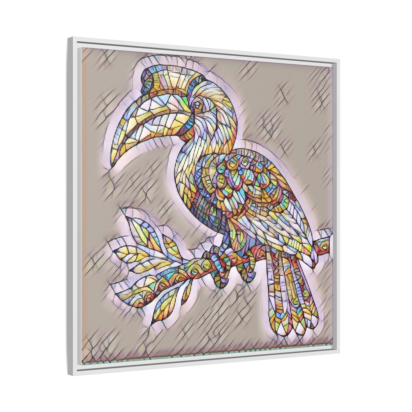 Colorful Stained Glass Toucan Matte Canvas Framed Wall Art
