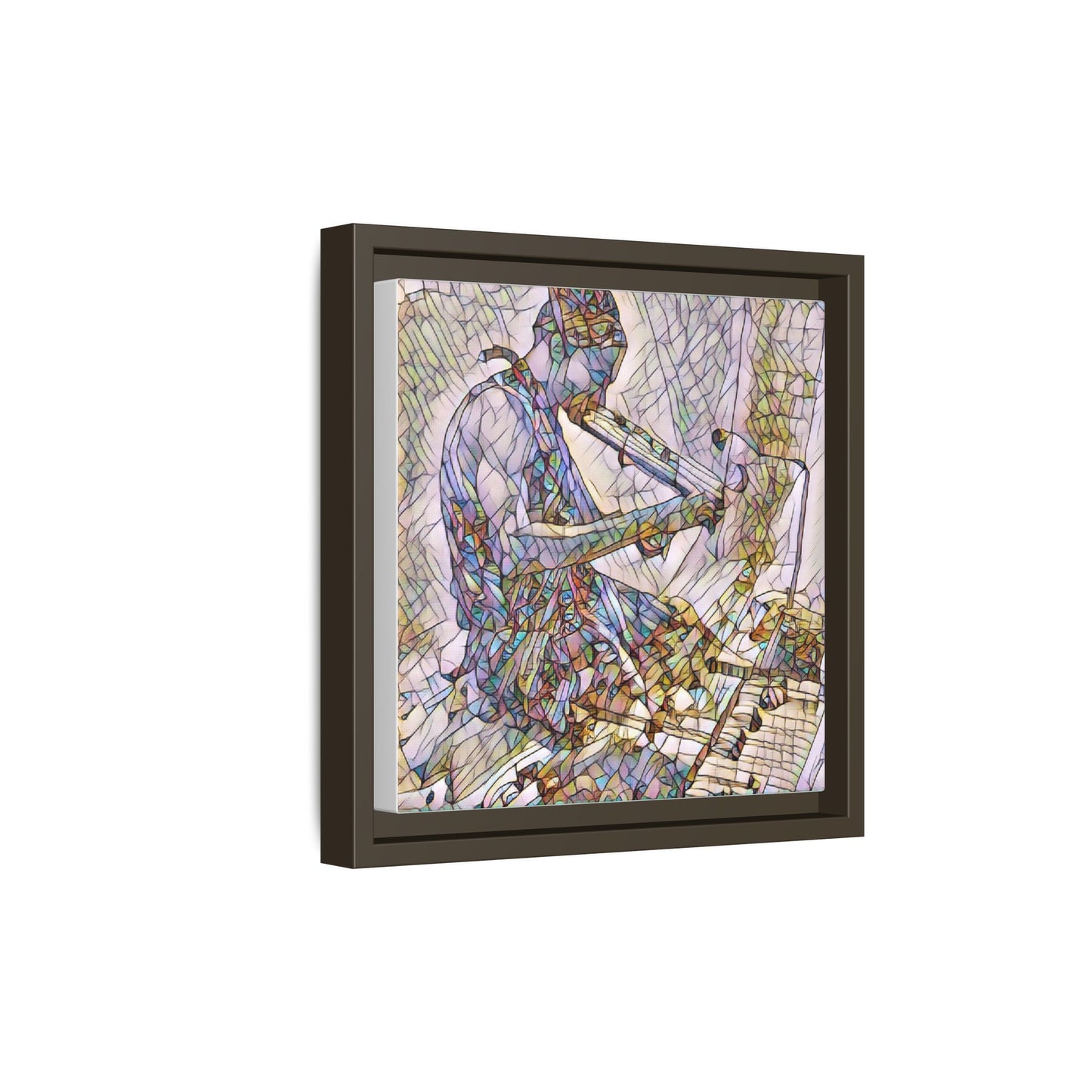 Abstract Violinist Matte Framed Canvas – Colorful Musical Art Print