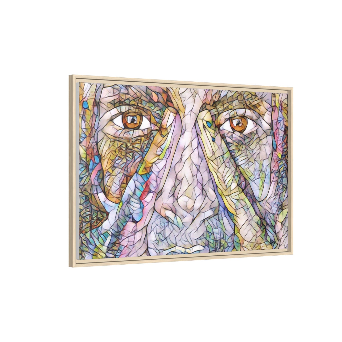 Abstract Stained-Glass Face Matte Canvas Framed Wall Art
