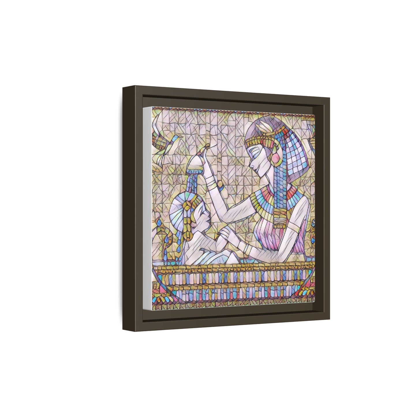 Egyptian Mosaic Mother & Child Framed Matte Canvas