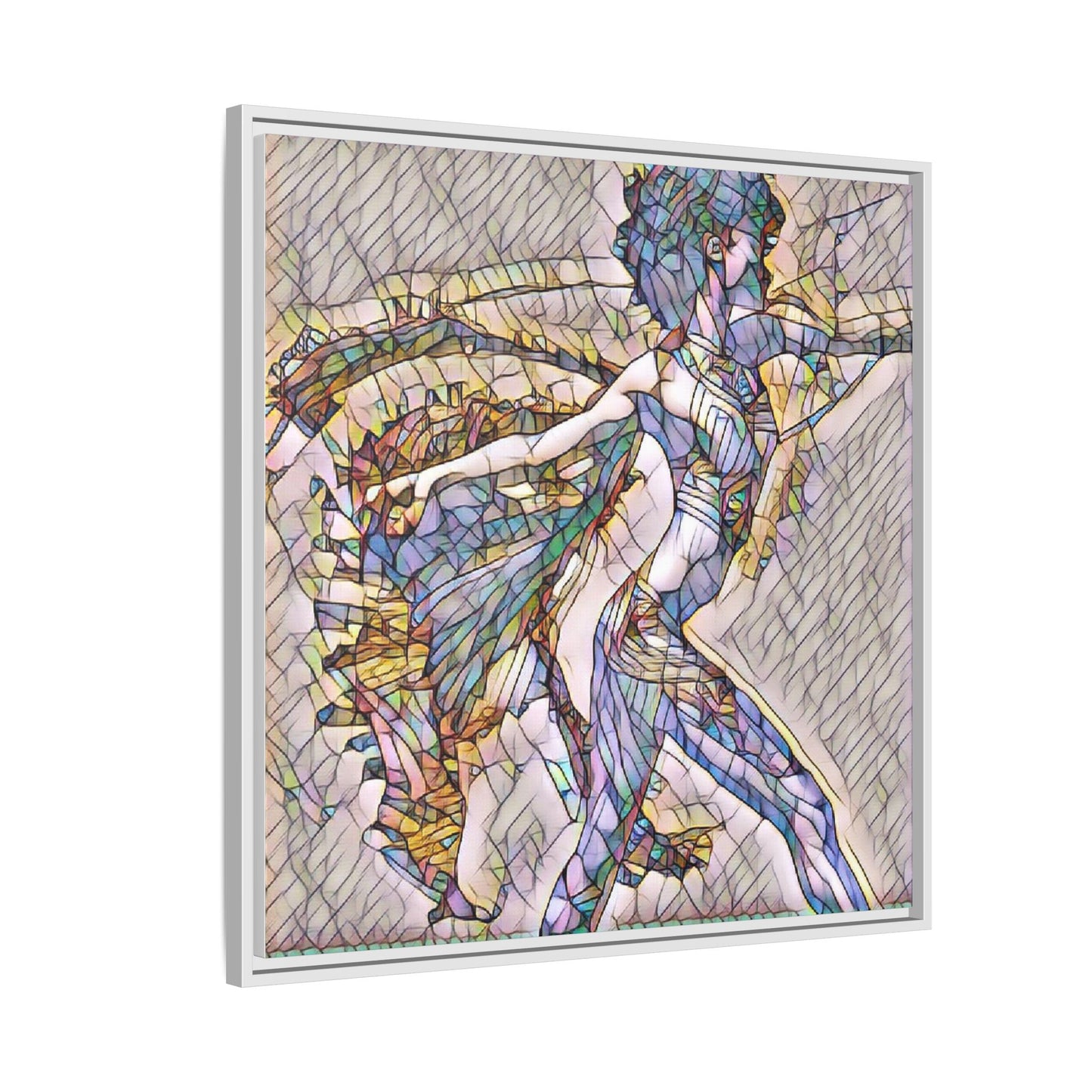 Abstract Stained-Glass Dancer Framed Canvas Art