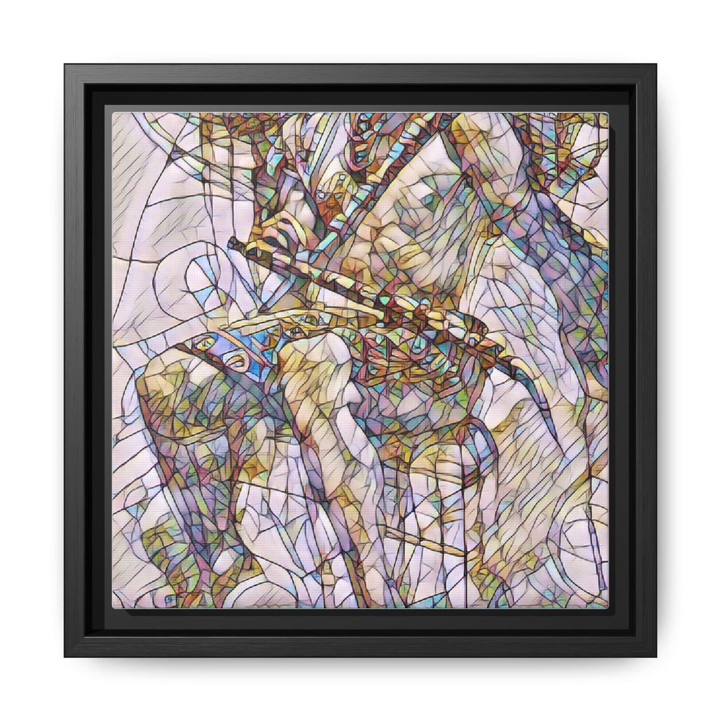 Framed Abstract Musician Canvas Art — Multi‑Color Jazz Saxophone Print