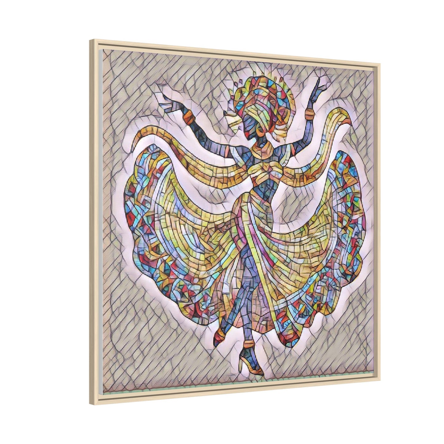 Colorful Mosaic Dancer Framed Canvas Art