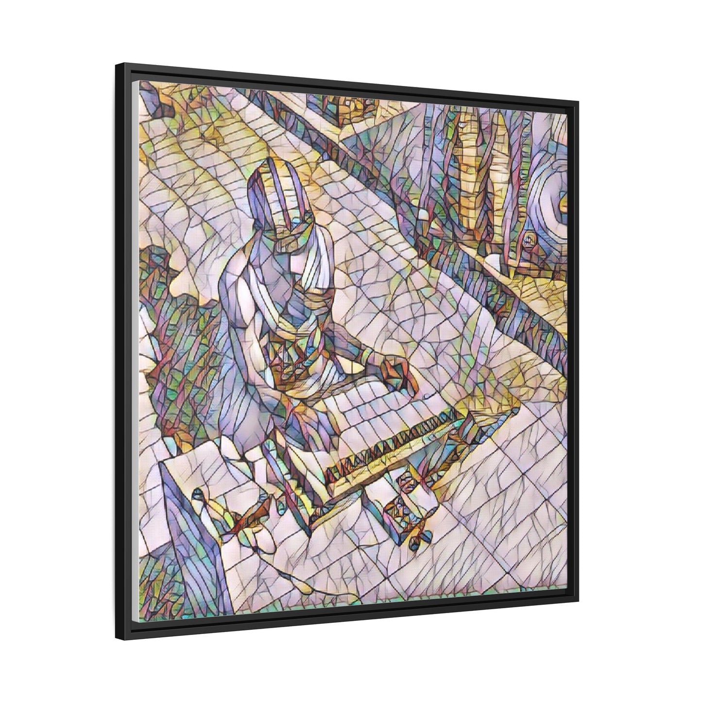 Abstract DJ Skateboarder Matte Framed Canvas – Colorful Urban Music Art Print