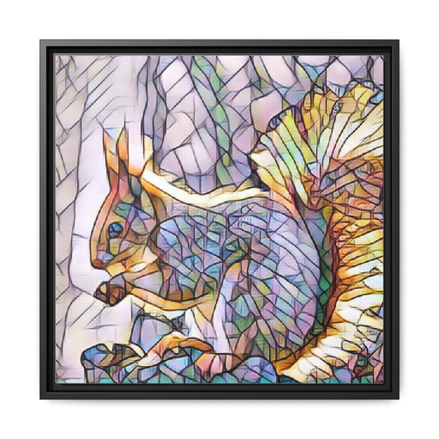 Framed Squirrel Mosaic Matte Canvas Wall Art