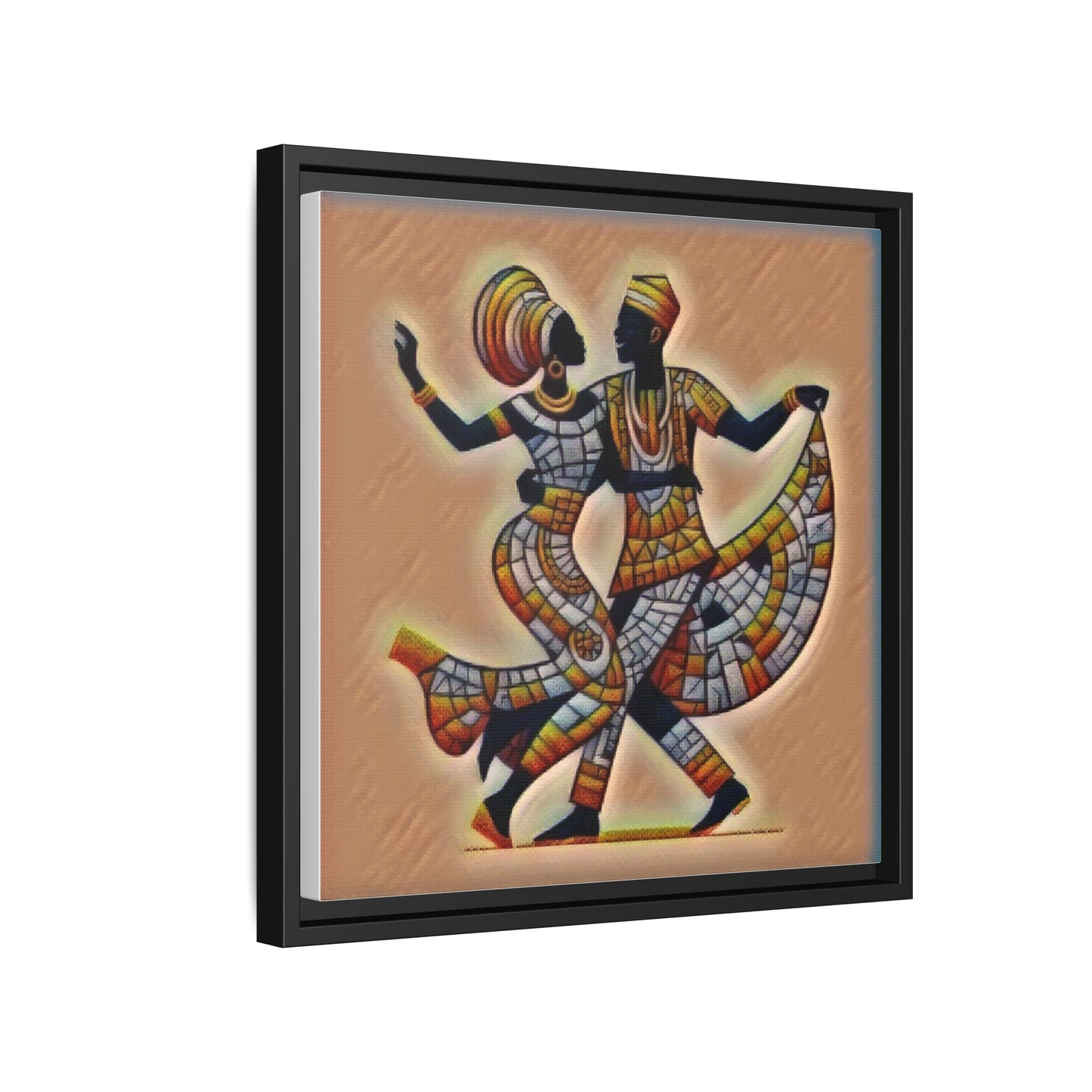 Framed African Dance Mosaic Art Print — Matte Canvas Wall Decor