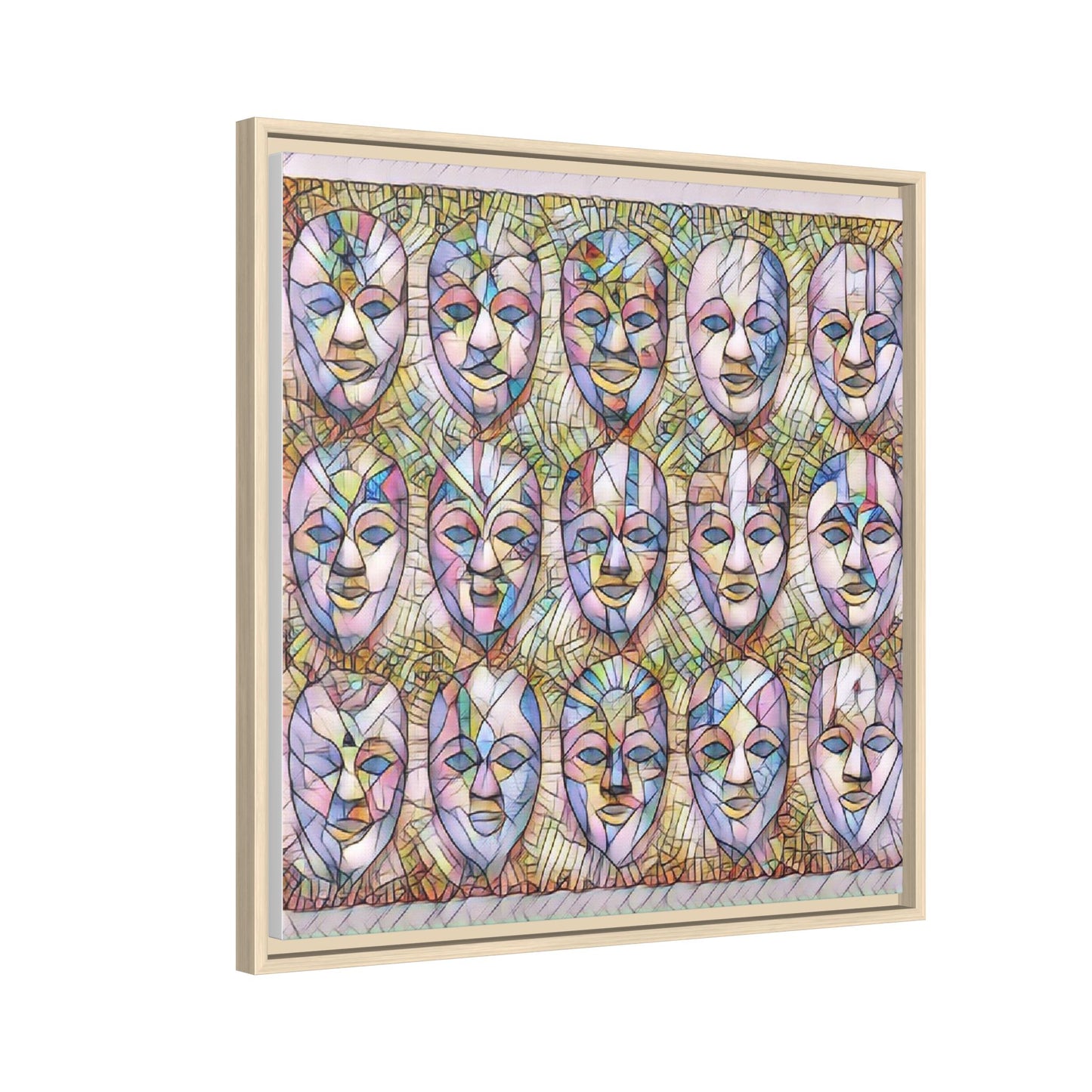 Abstract Mask Art Matte Canvas Print — Framed Multicolor Wall Art