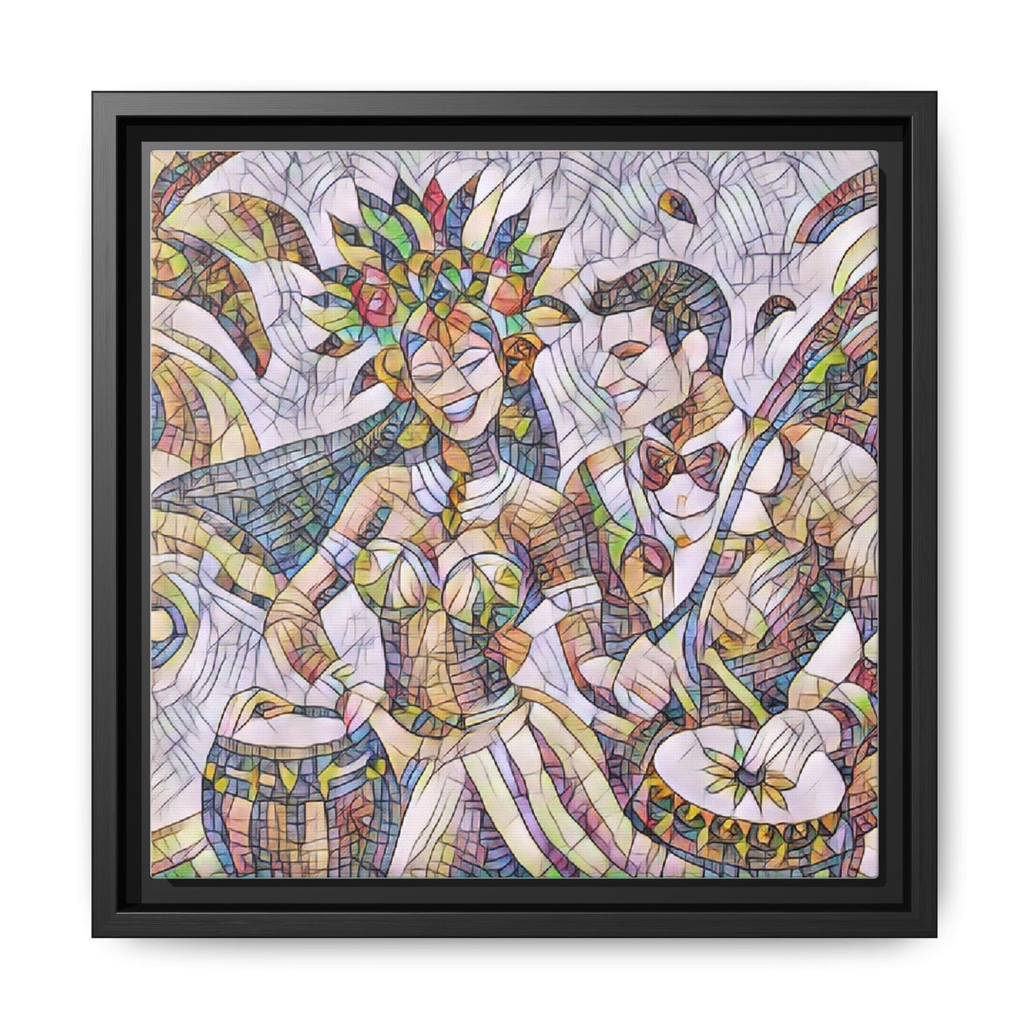 Carnival Samba Dancers Framed Canvas Art — Colorful Brazilian Festival Wall Decor