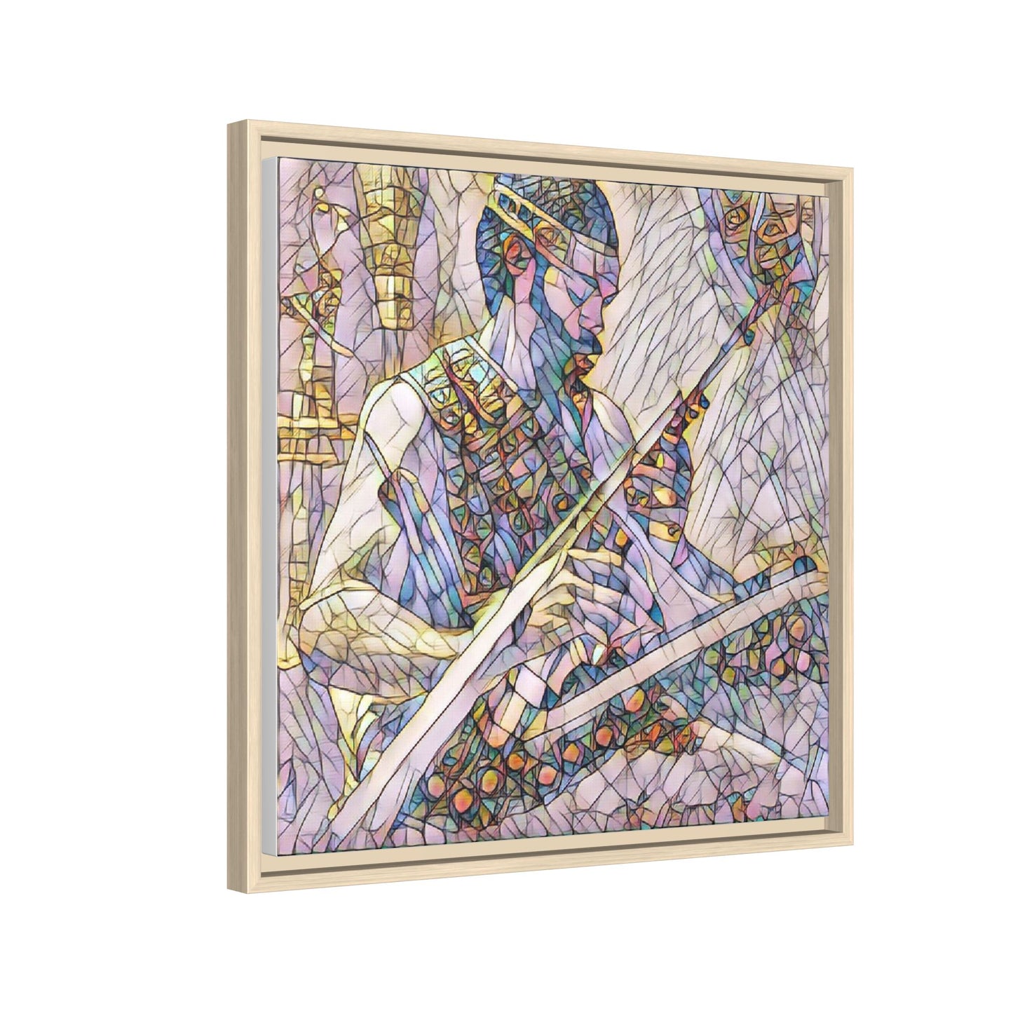 Framed Matte Canvas — Abstract Musician Stained-Glass Art Print