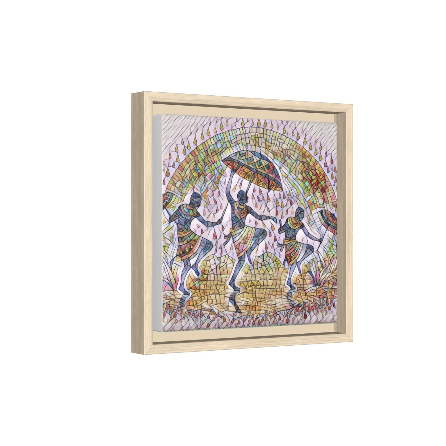 Framed Canvas Art — Colorful African Dance Mosaic