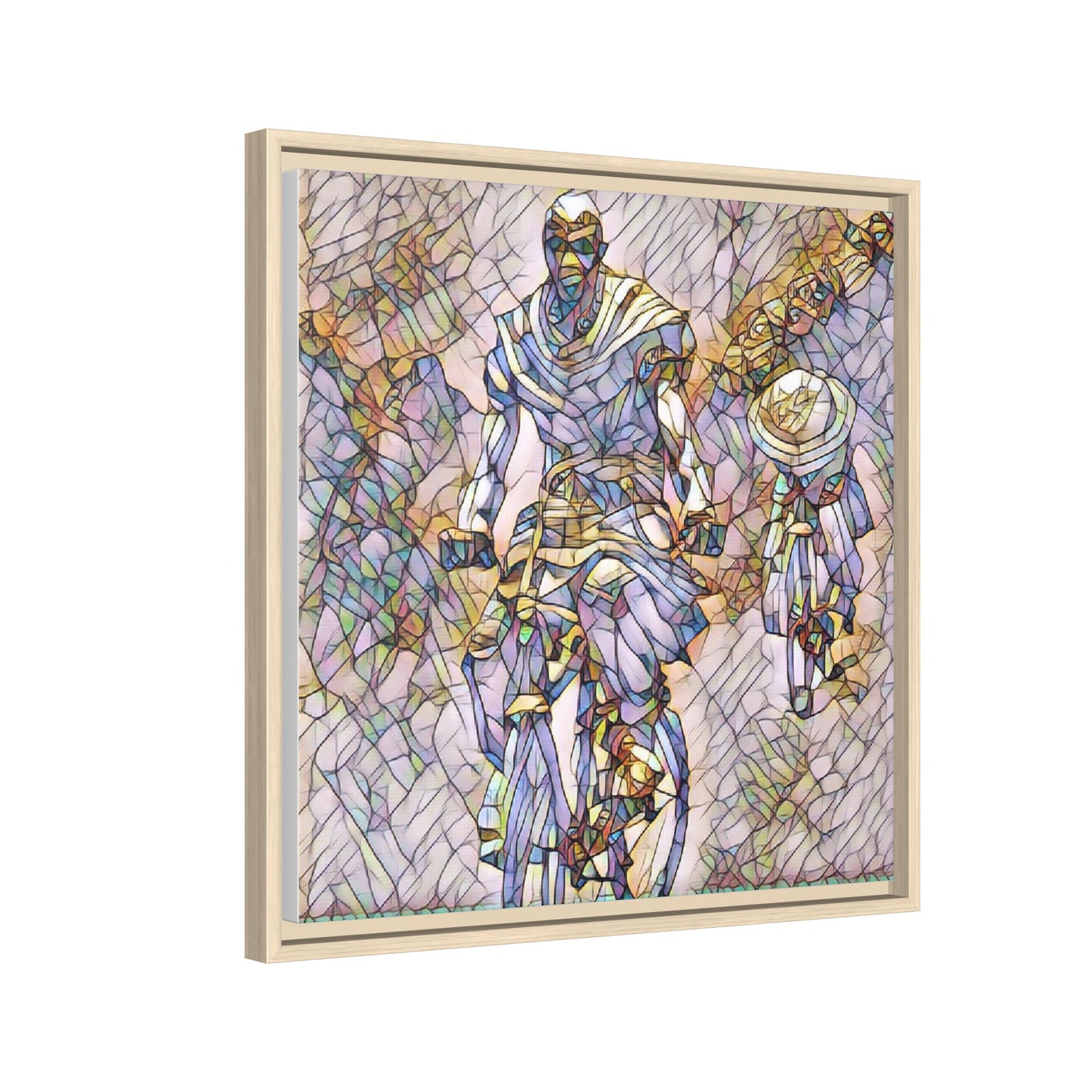 Framed Matte Canvas — Abstract Cyclist Artwork (Multi‑Color)