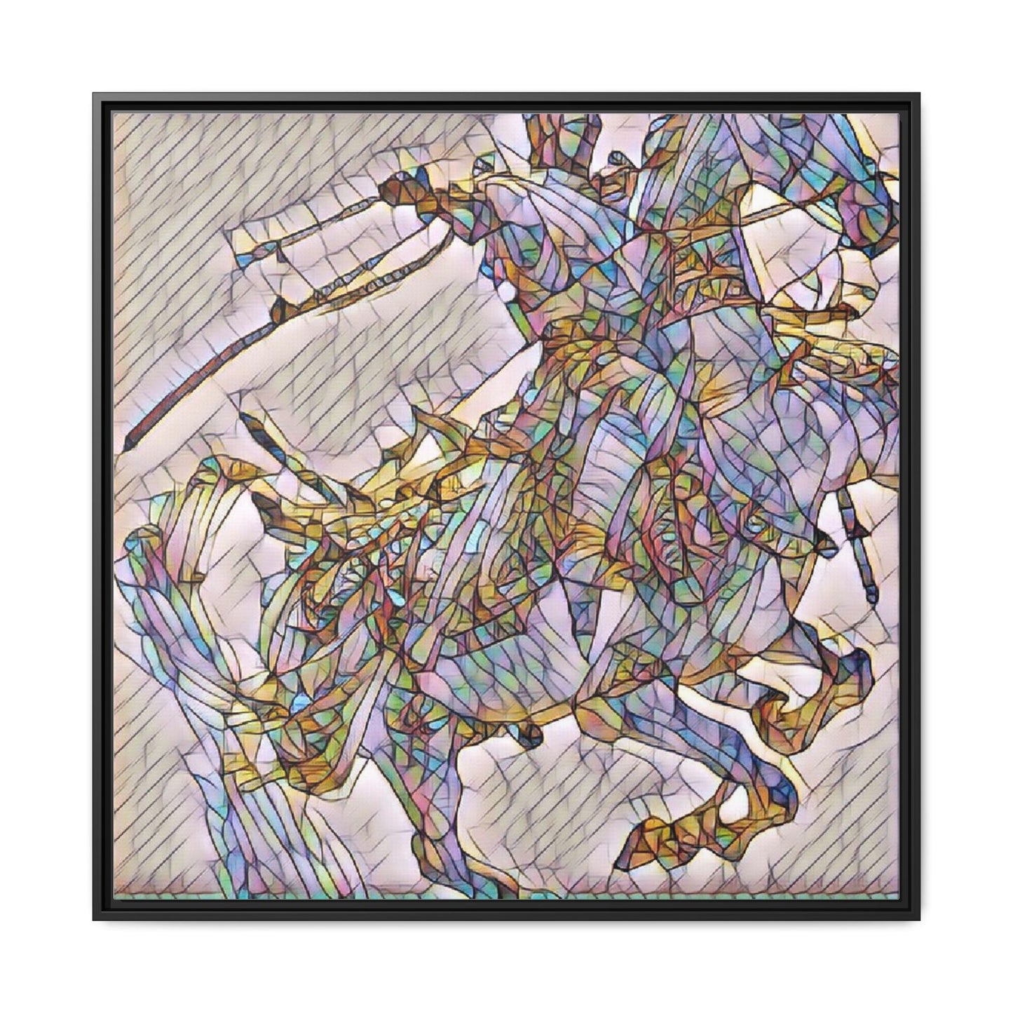 Framed Abstract Stained-Glass Horse Canvas