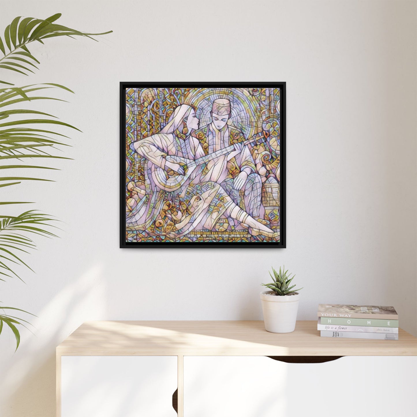 Love Song Serenade - Framed Canvas Wall Art | Guitar Player Romantic Print