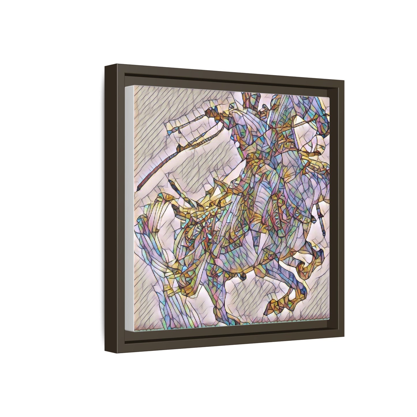 Framed Abstract Stained-Glass Horse Canvas