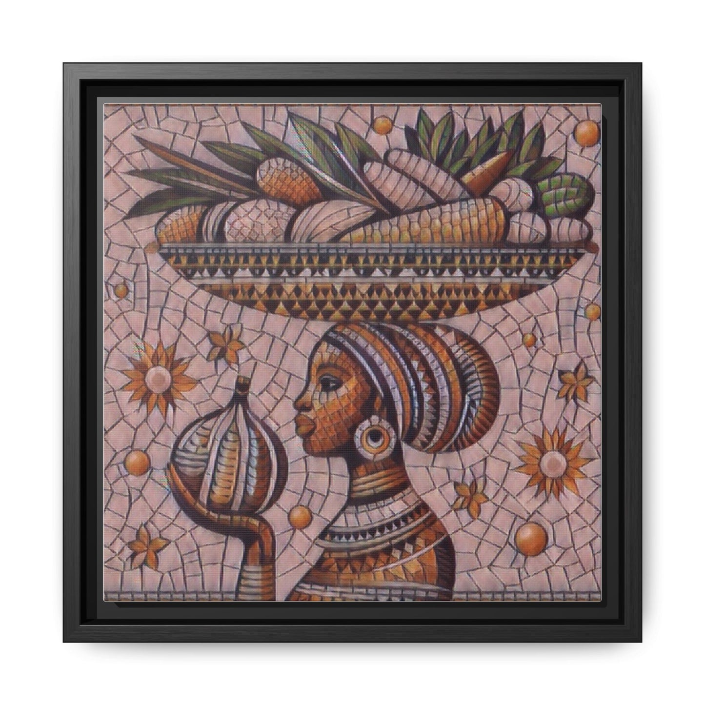 Egyptian Mosaic Goddess Matte Framed Canvas Wall Art