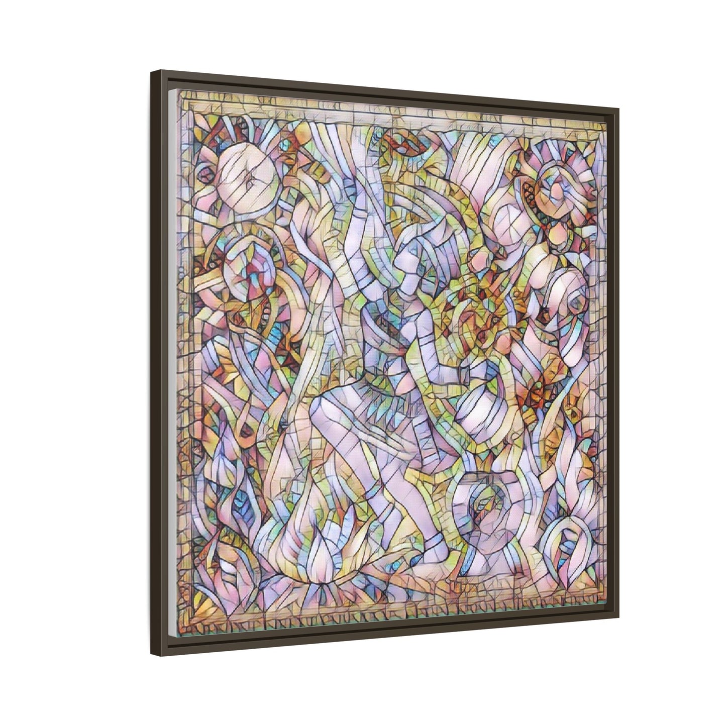 Abstract Stained Glass Dance Matte Framed Canvas