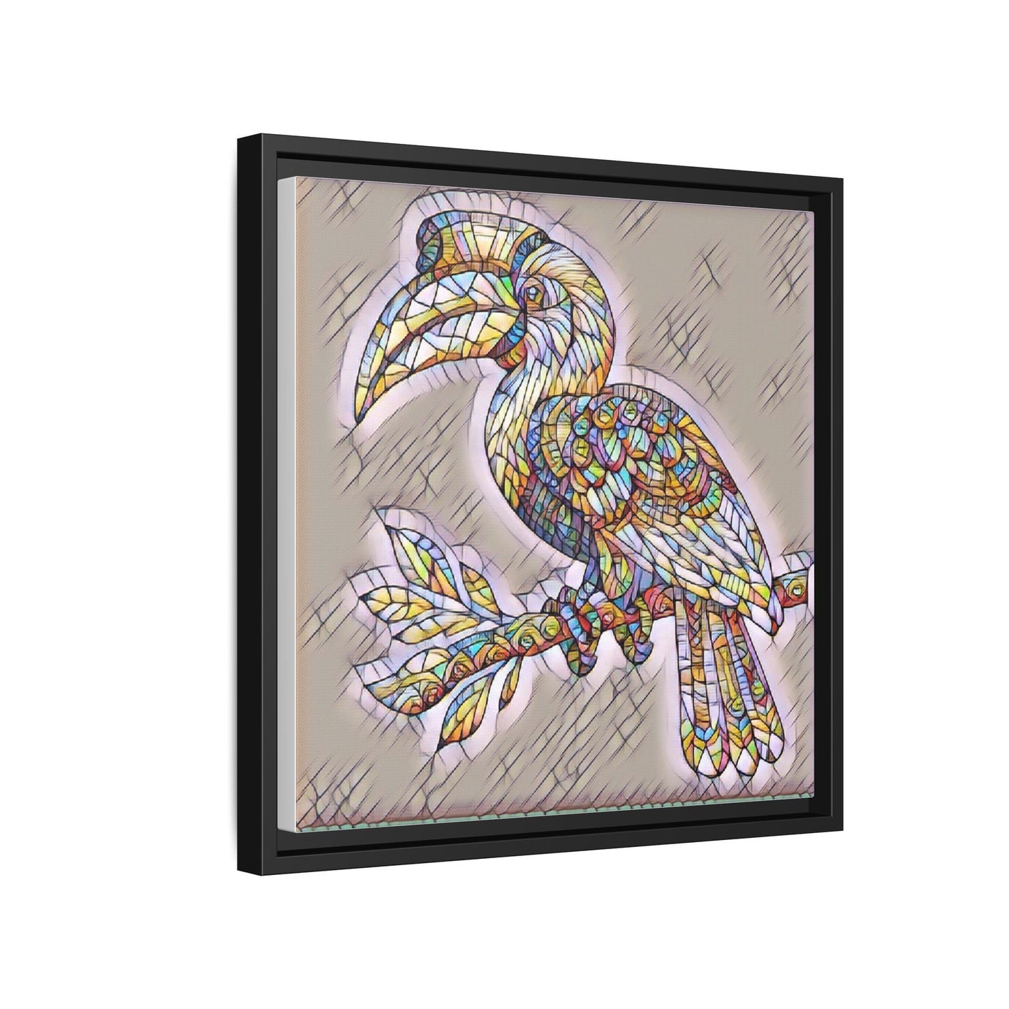 Colorful Stained Glass Toucan Matte Canvas Framed Wall Art