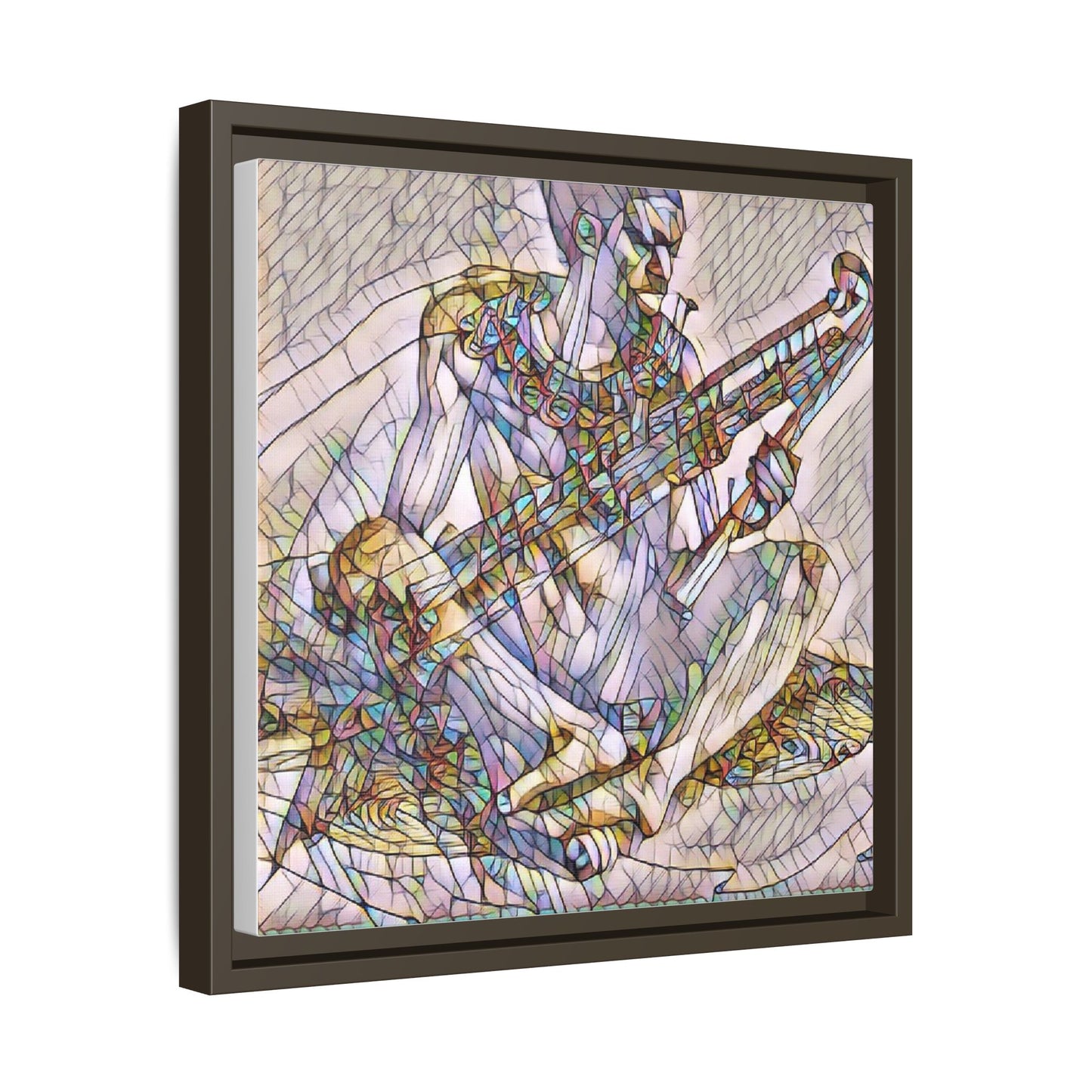Framed Abstract Musician Canvas Art — Multicolor Modern Wall Decor