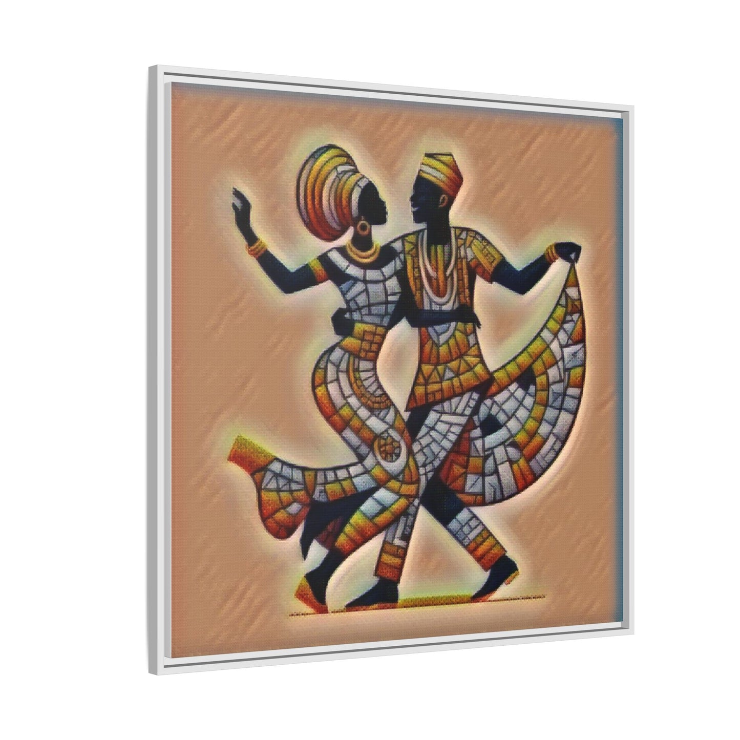 Framed African Dance Mosaic Art Print — Matte Canvas Wall Decor
