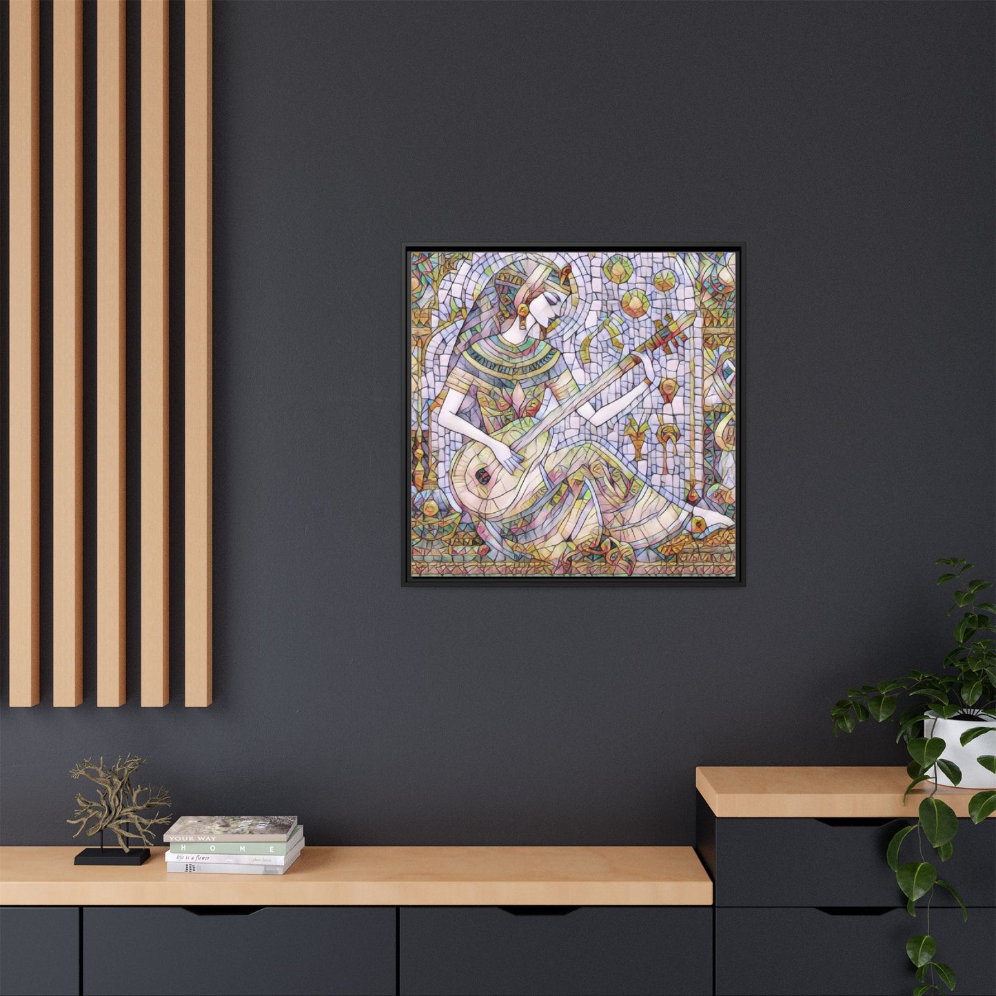 Egyptian Muse Mosaic Matte Canvas Framed Wall Art