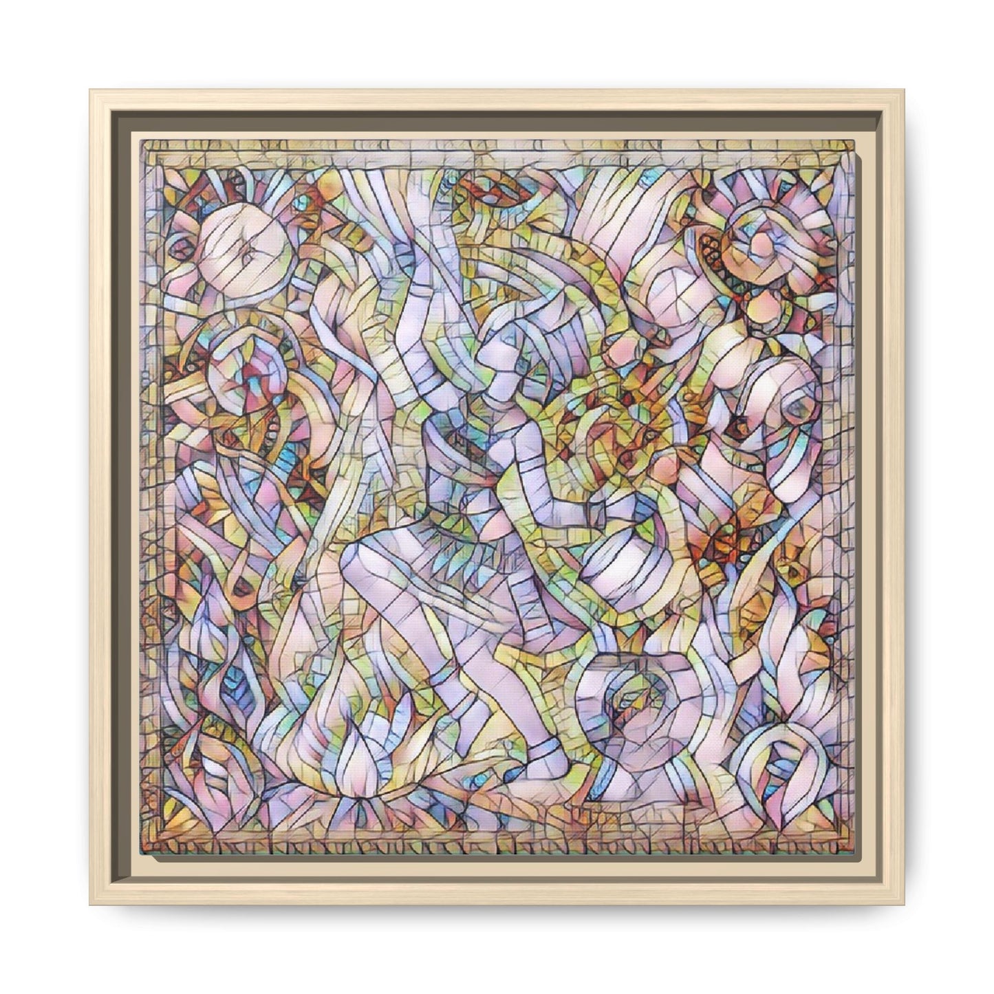 Abstract Stained Glass Dance Matte Framed Canvas