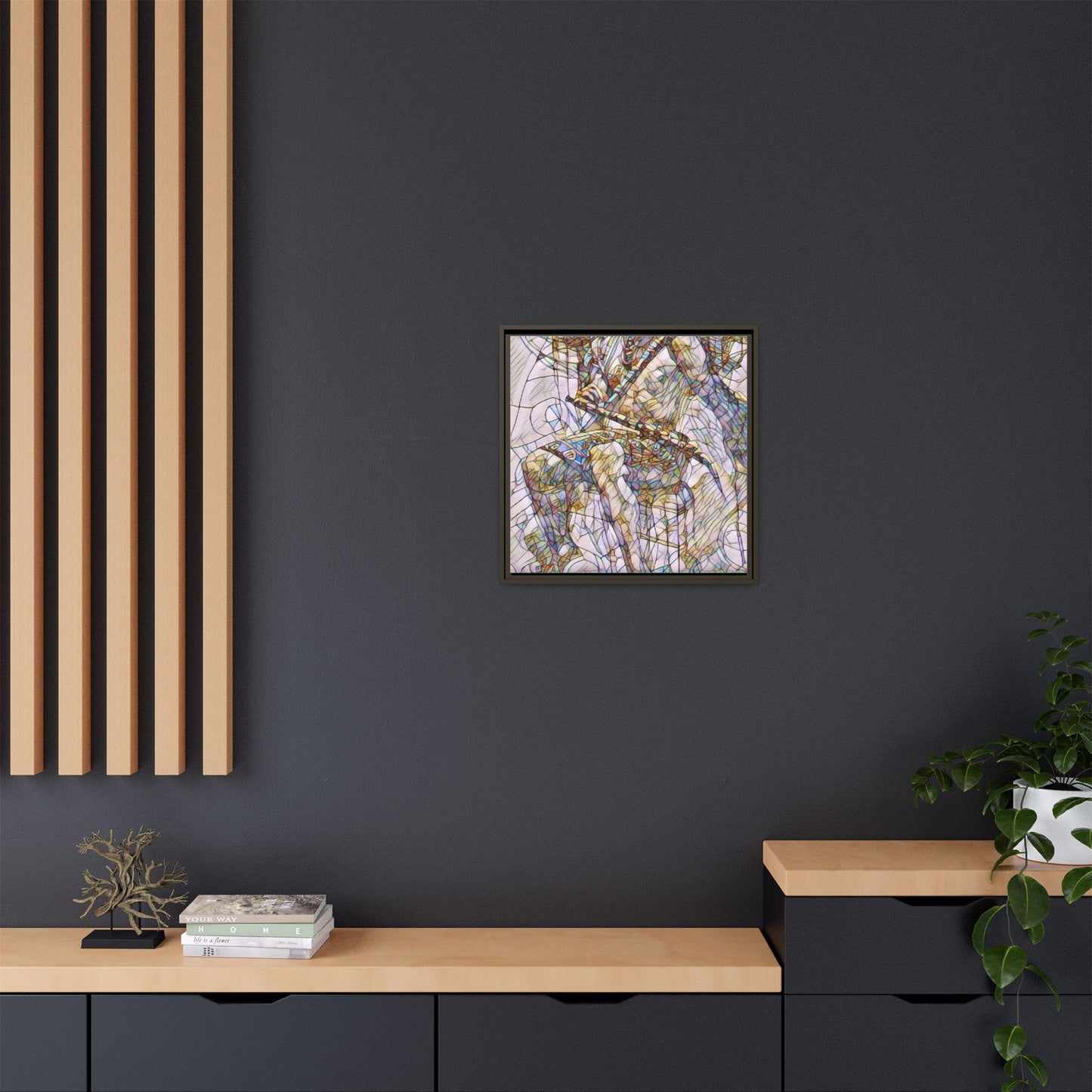Framed Abstract Musician Canvas Art — Multi‑Color Jazz Saxophone Print