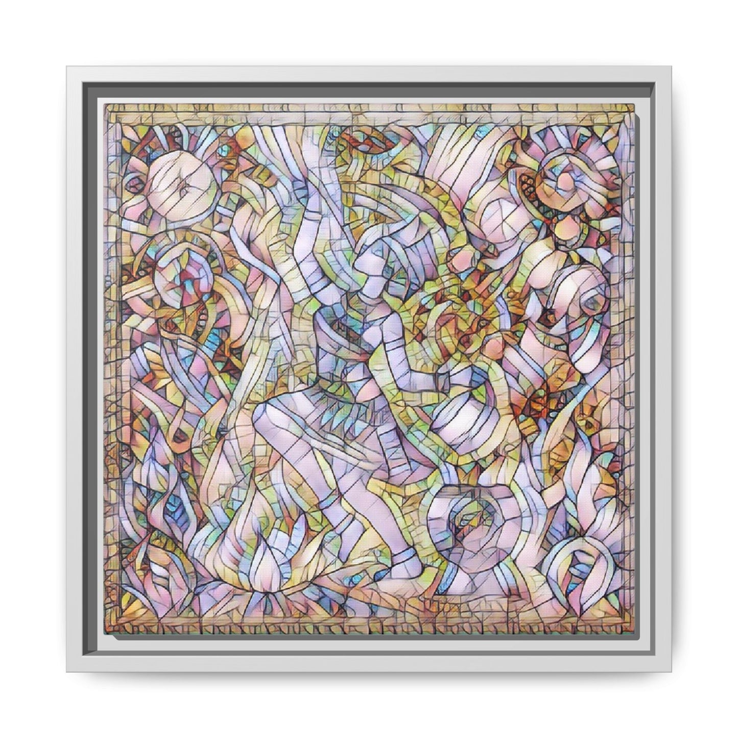 Abstract Stained Glass Dance Matte Framed Canvas