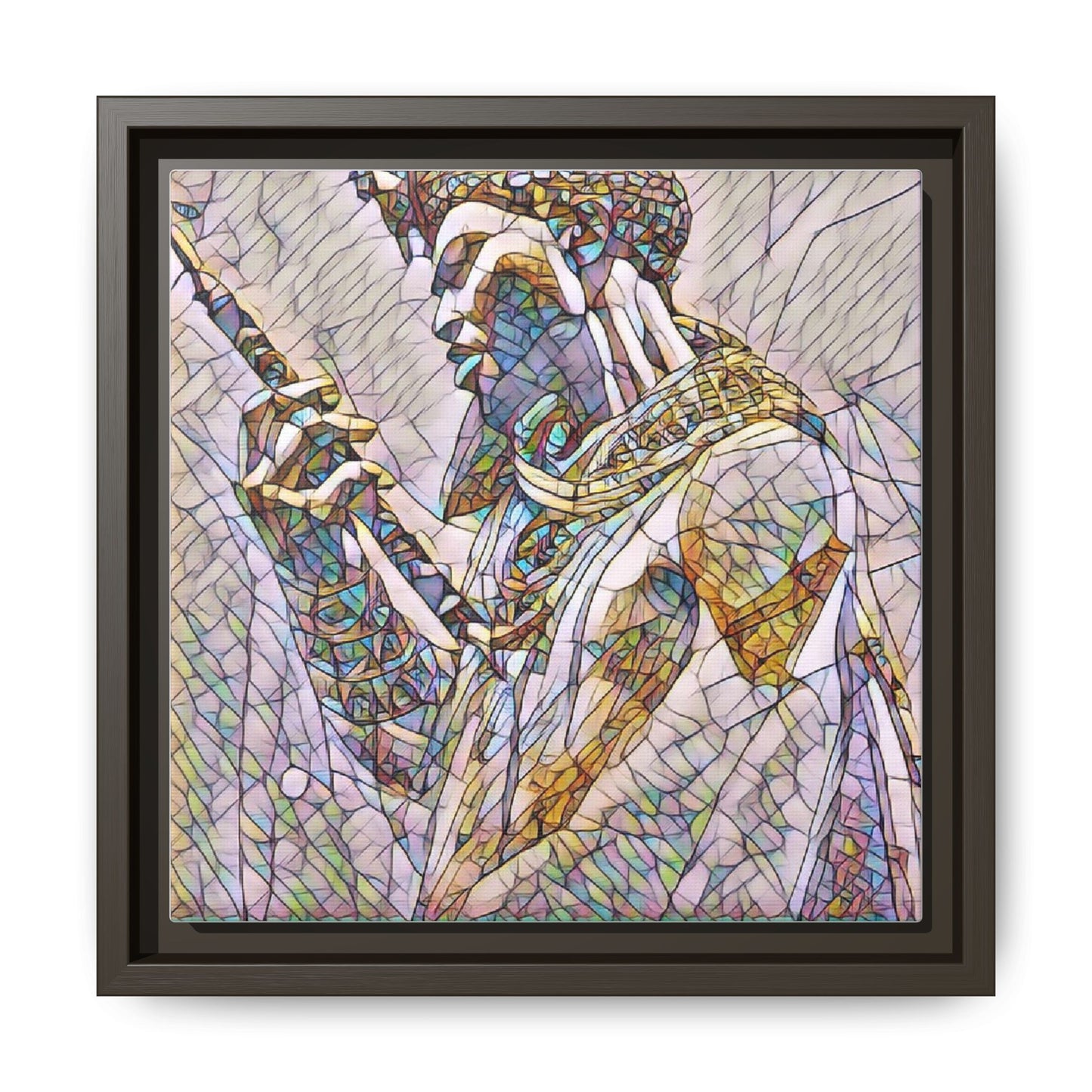 Egyptian Pharaoh Stained Glass Art — Framed Matte Canvas