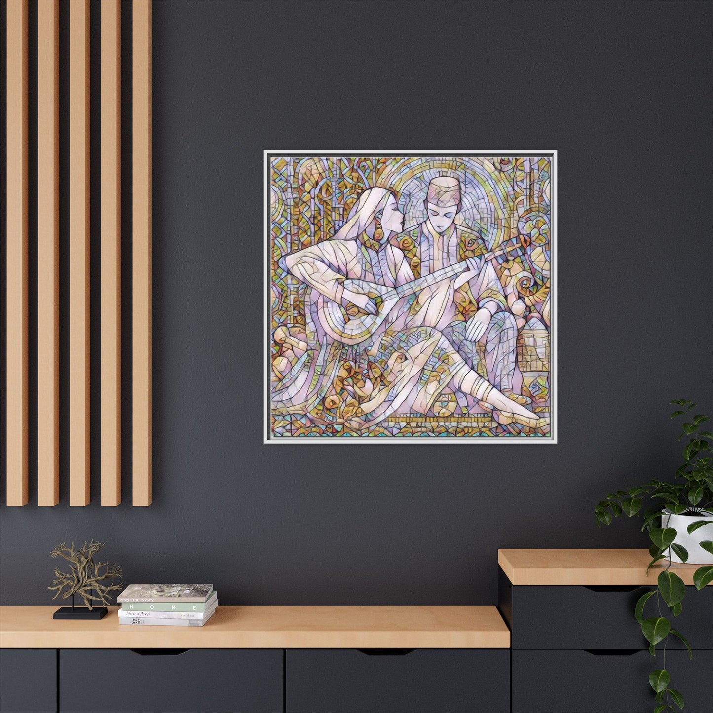 Love Song Serenade - Framed Canvas Wall Art | Guitar Player Romantic Print