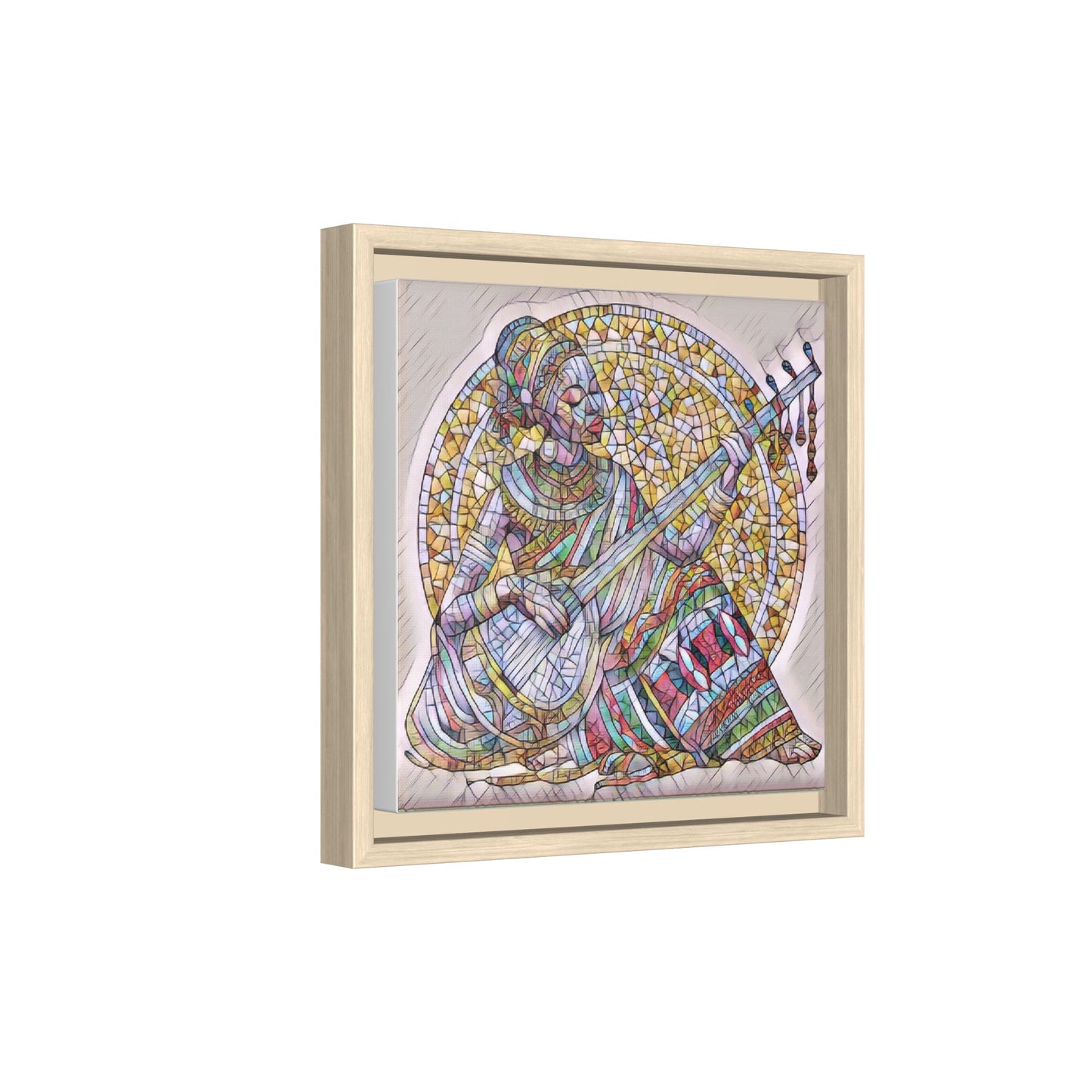 Framed Canvas Art - Colorful Mosaic Musician Wall Decor