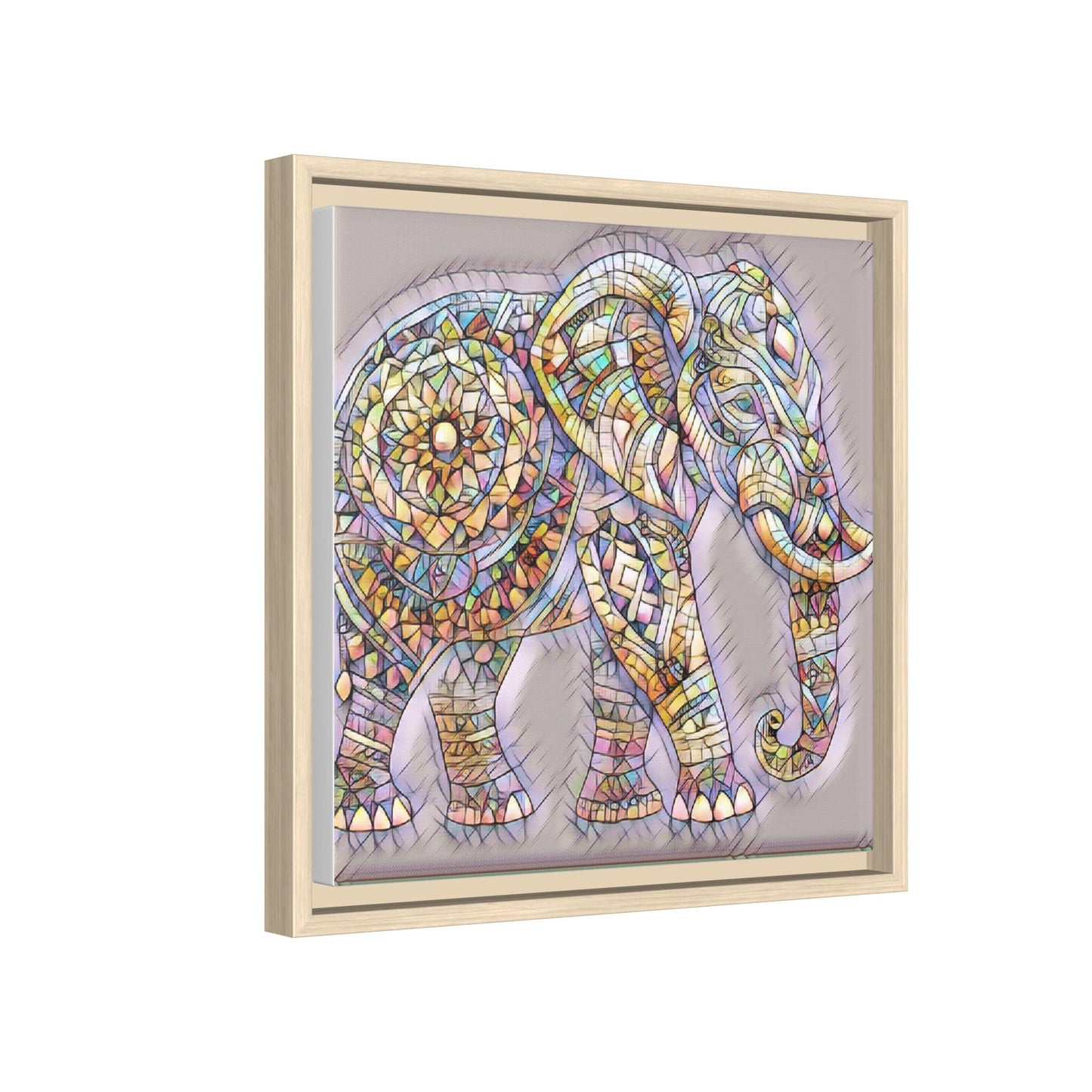 Colorful Mosaic Elephant Framed Canvas Print