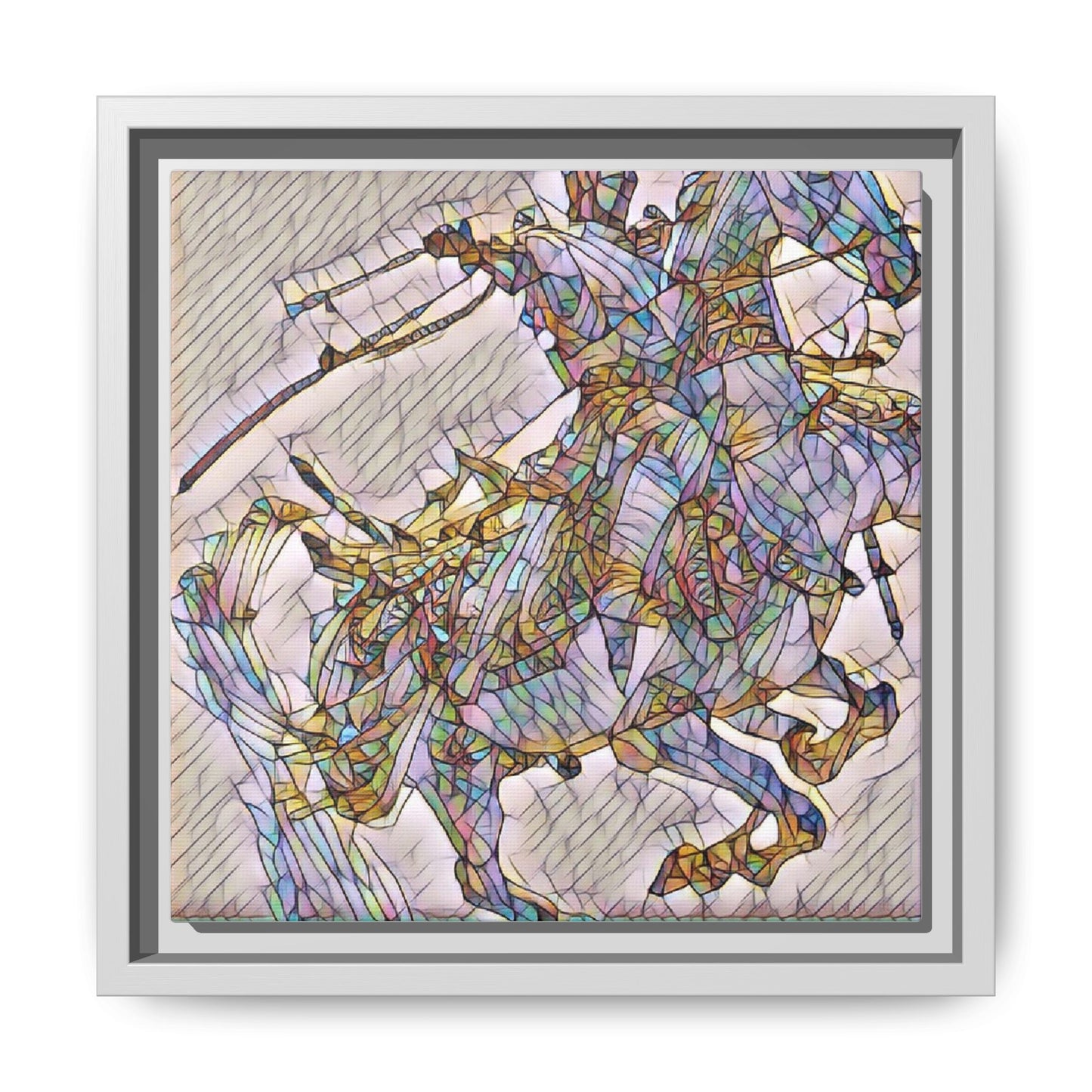 Framed Abstract Stained-Glass Horse Canvas
