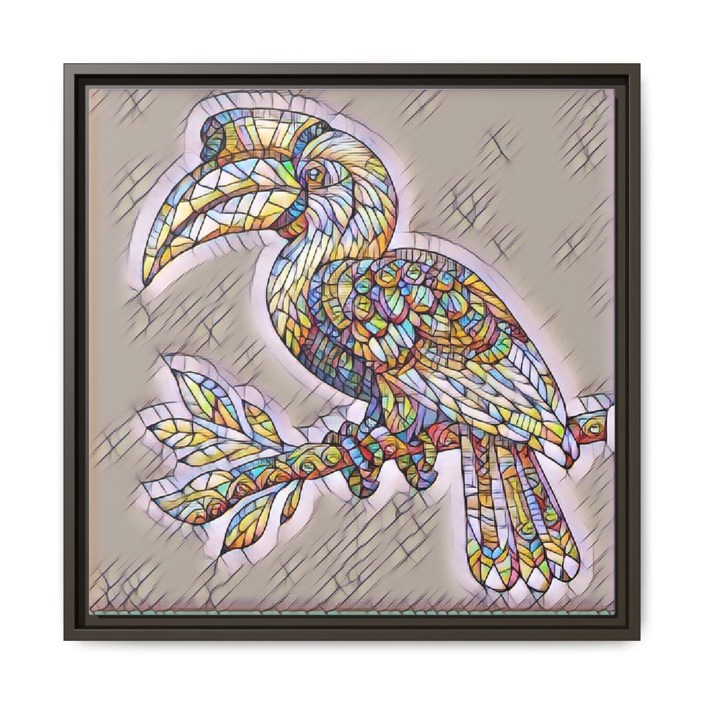 Colorful Stained Glass Toucan Matte Canvas Framed Wall Art