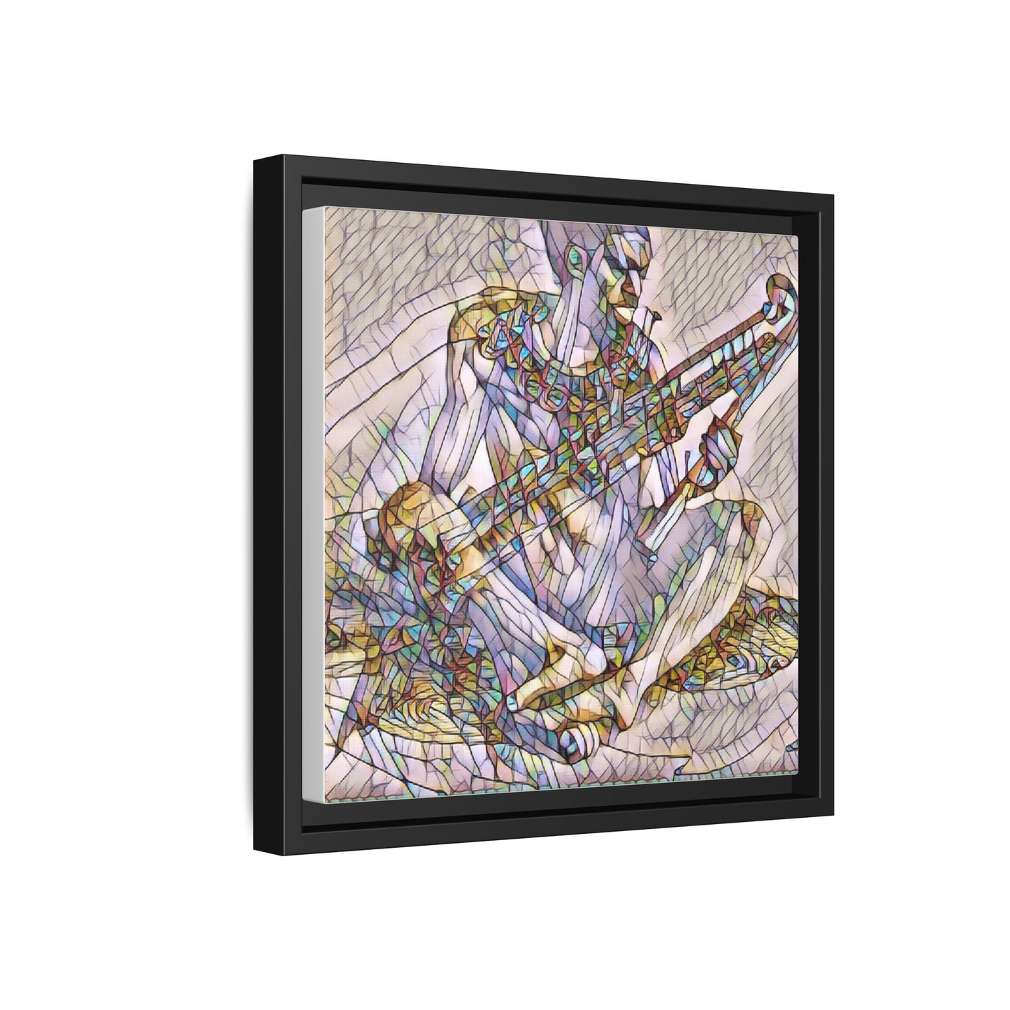Framed Abstract Musician Canvas Art — Multicolor Modern Wall Decor