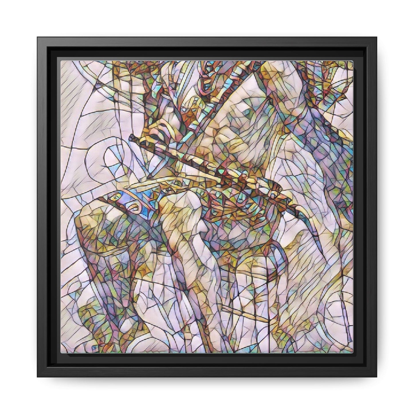 Framed Abstract Musician Canvas Art — Multi‑Color Jazz Saxophone Print