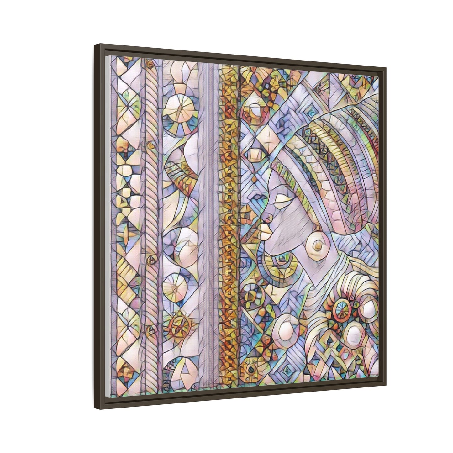 Afrocentric Stained-Glass Portrait Matte Framed Canvas