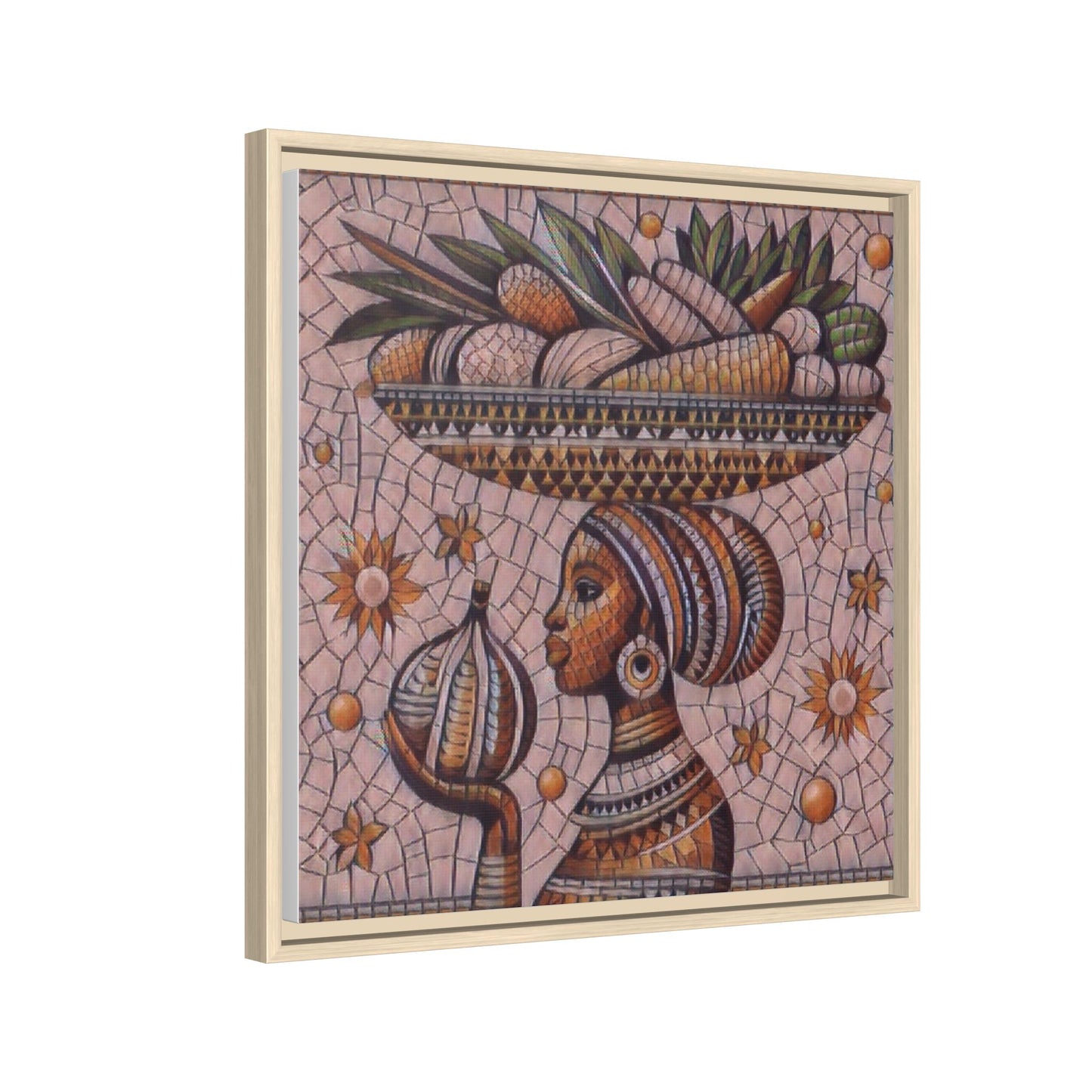 Egyptian Mosaic Goddess Matte Framed Canvas Wall Art