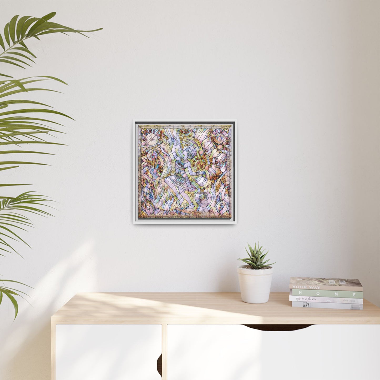 Abstract Stained Glass Dance Matte Framed Canvas