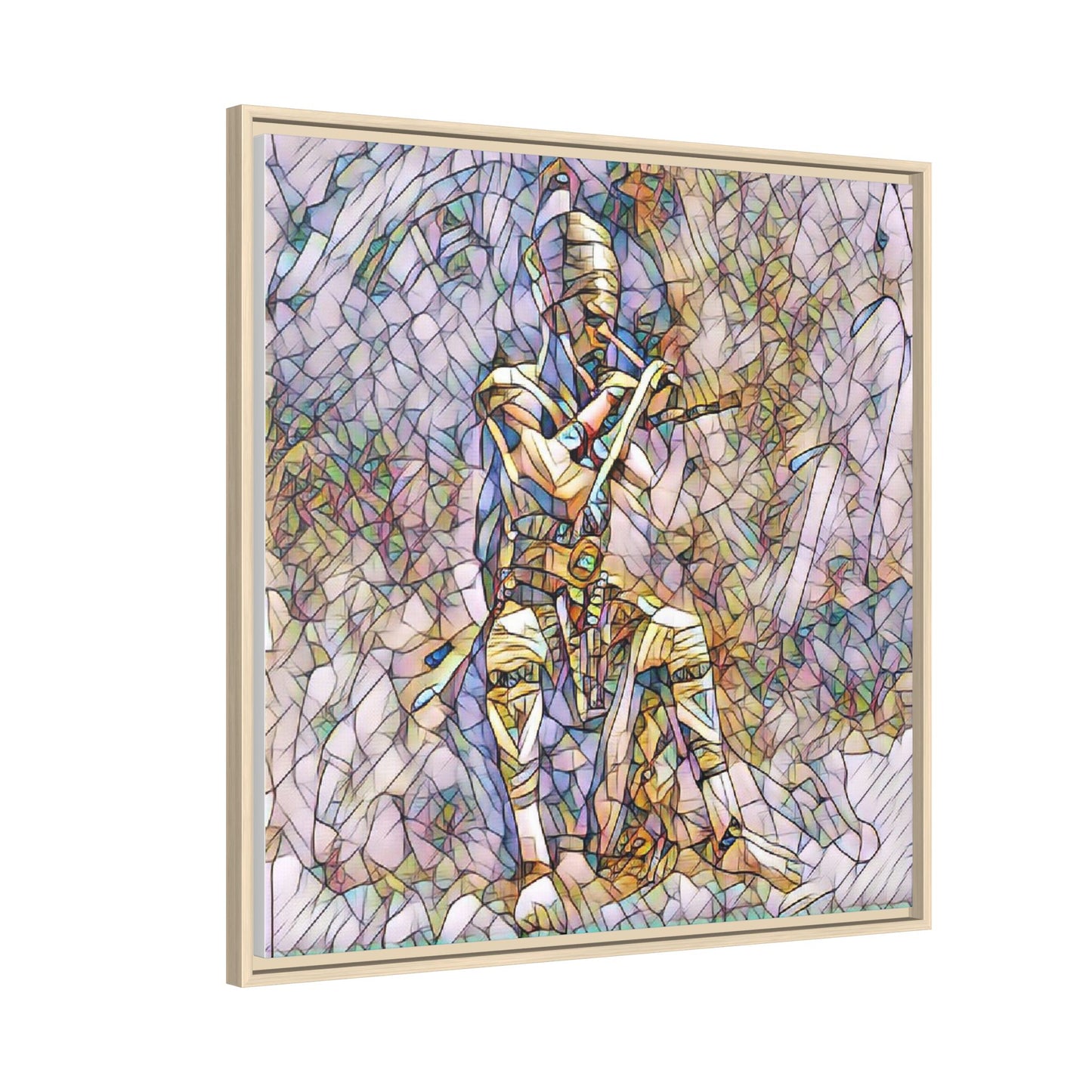Framed Matte Canvas - Stained Glass Knight Artwork