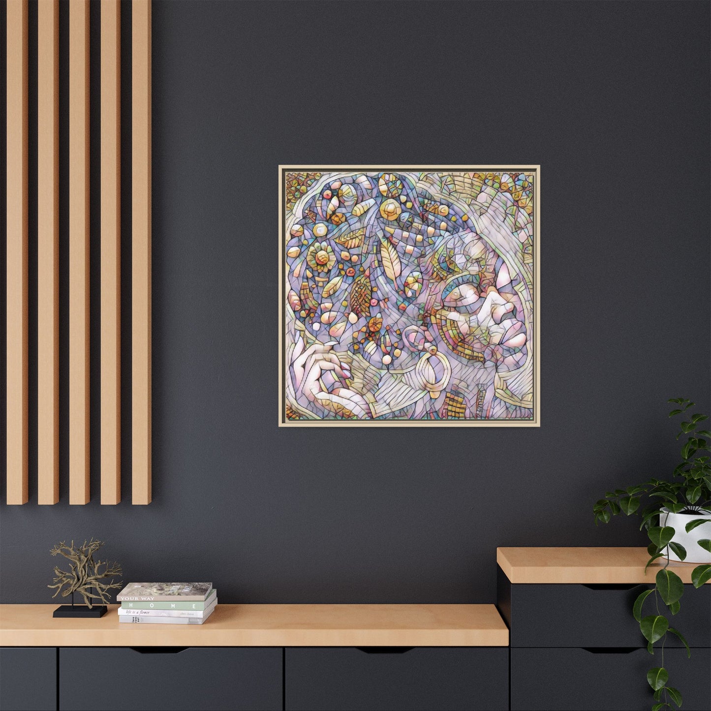Bohemian Mosaic Woman Matte Canvas Framed Wall Art