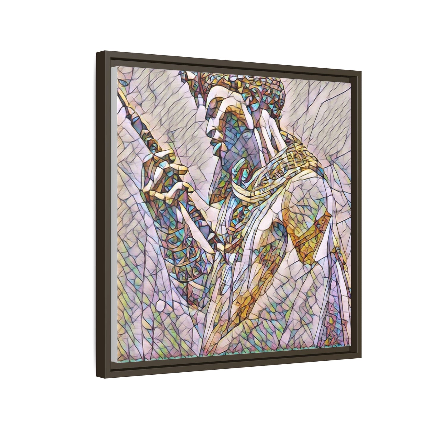 Egyptian Pharaoh Stained Glass Art — Framed Matte Canvas