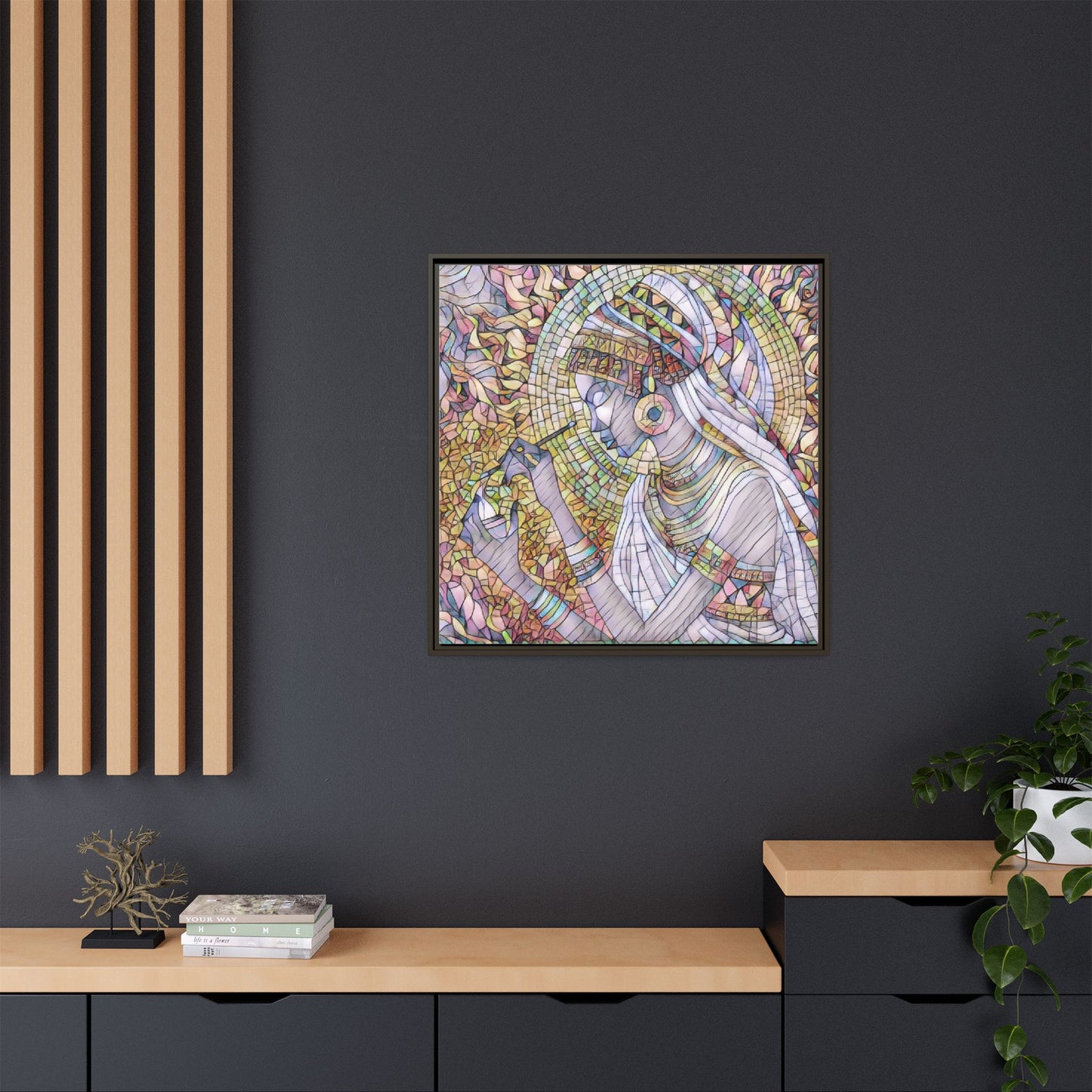 Egyptian Goddess Stained-Glass Matte Canvas (Framed)
