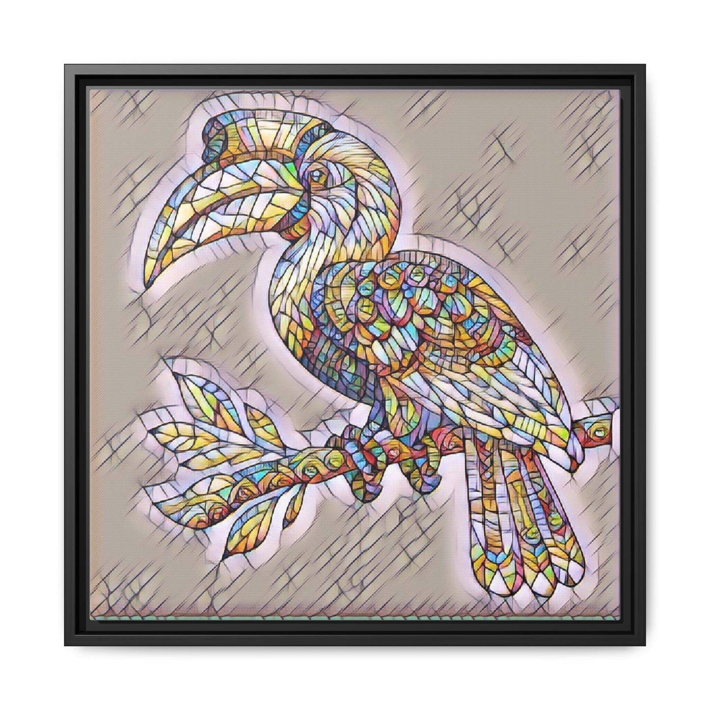 Colorful Stained Glass Toucan Matte Canvas Framed Wall Art