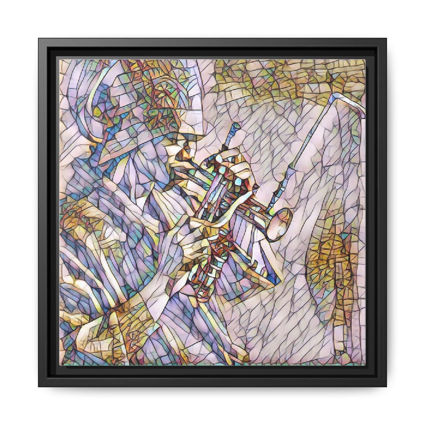 Framed Abstract Trumpet Player Matte Canvas Art