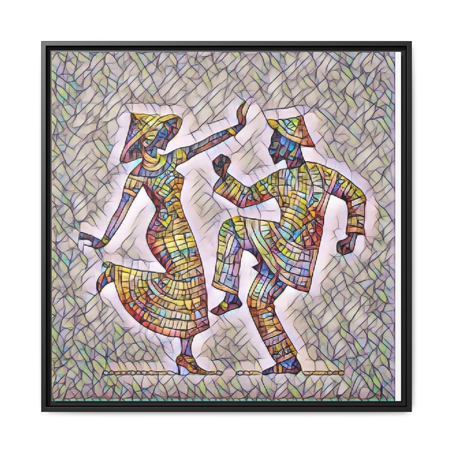 Colorful Folk Dance Matte Canvas Print (Framed)