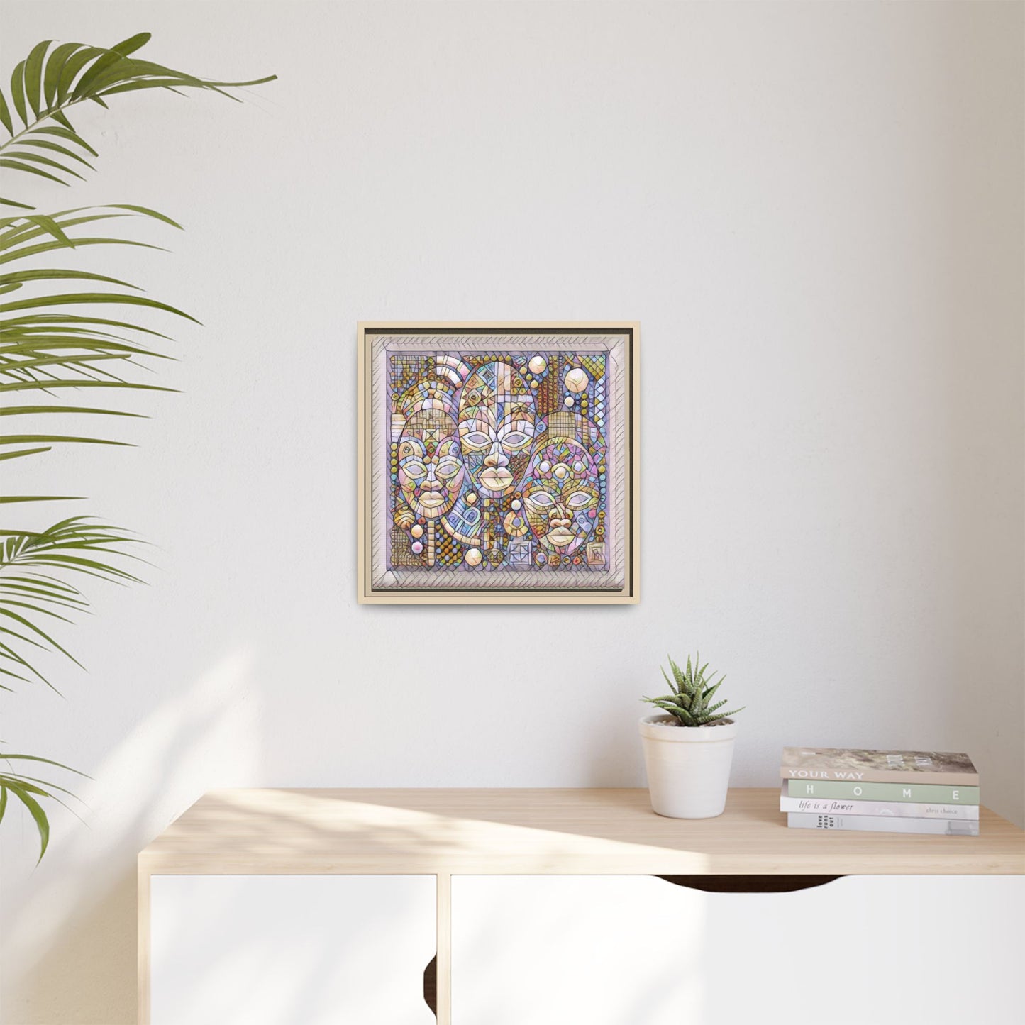 Abstract African Mask Art — Framed Matte Canvas Wall Art