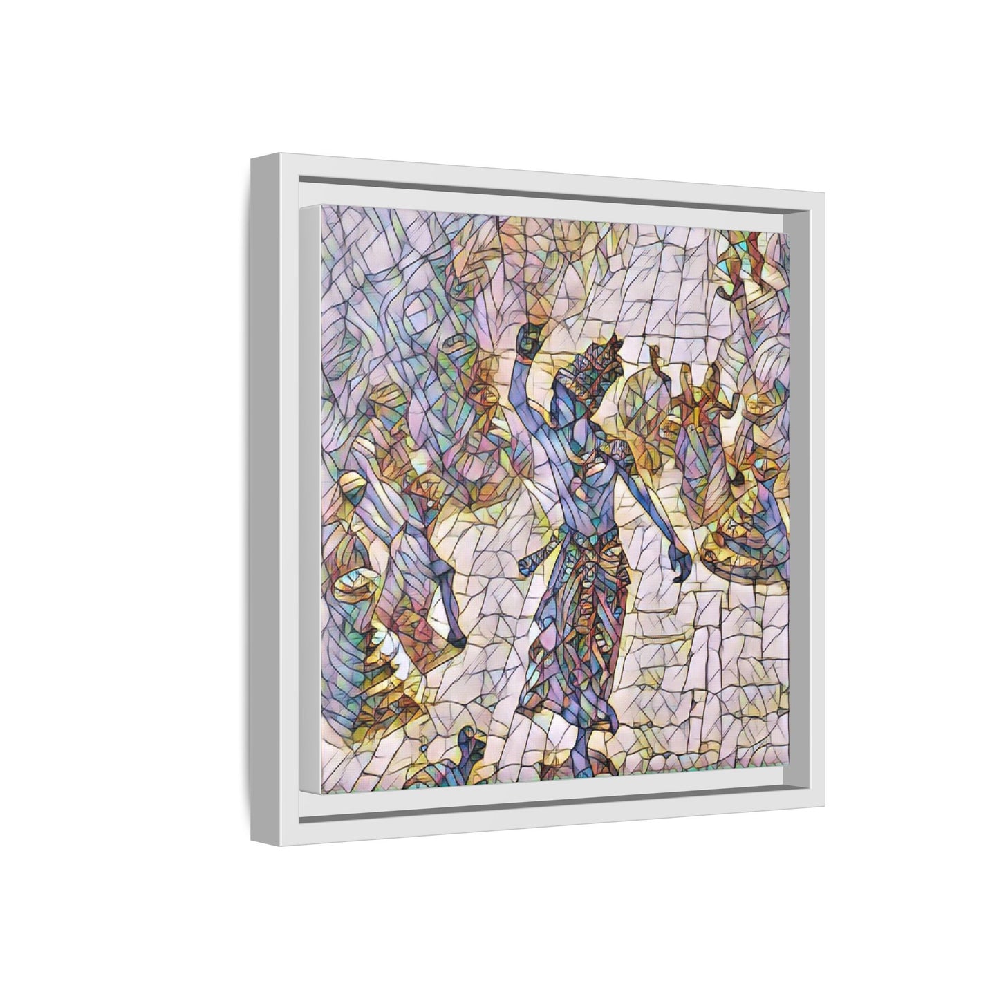 Framed Canvas Art — Colorful Mosaic Krishna Dance Print