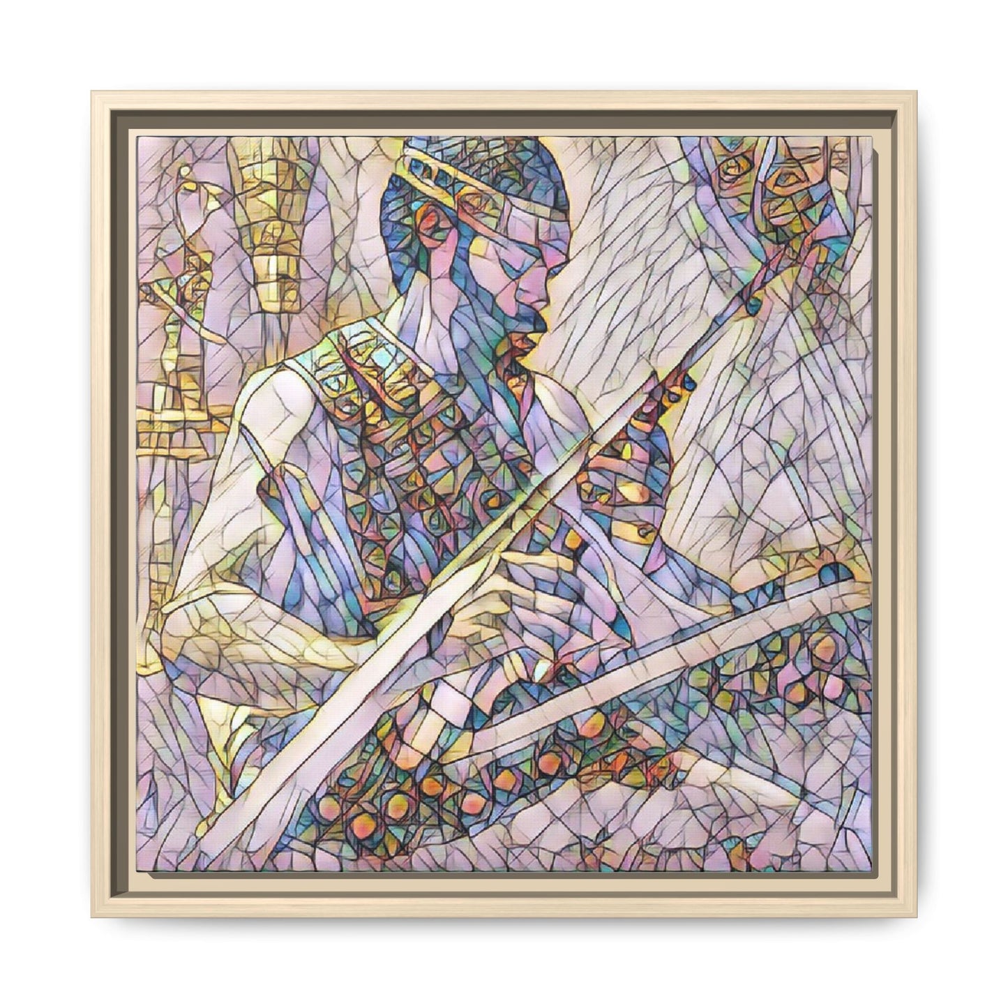 Framed Matte Canvas — Abstract Musician Stained-Glass Art Print