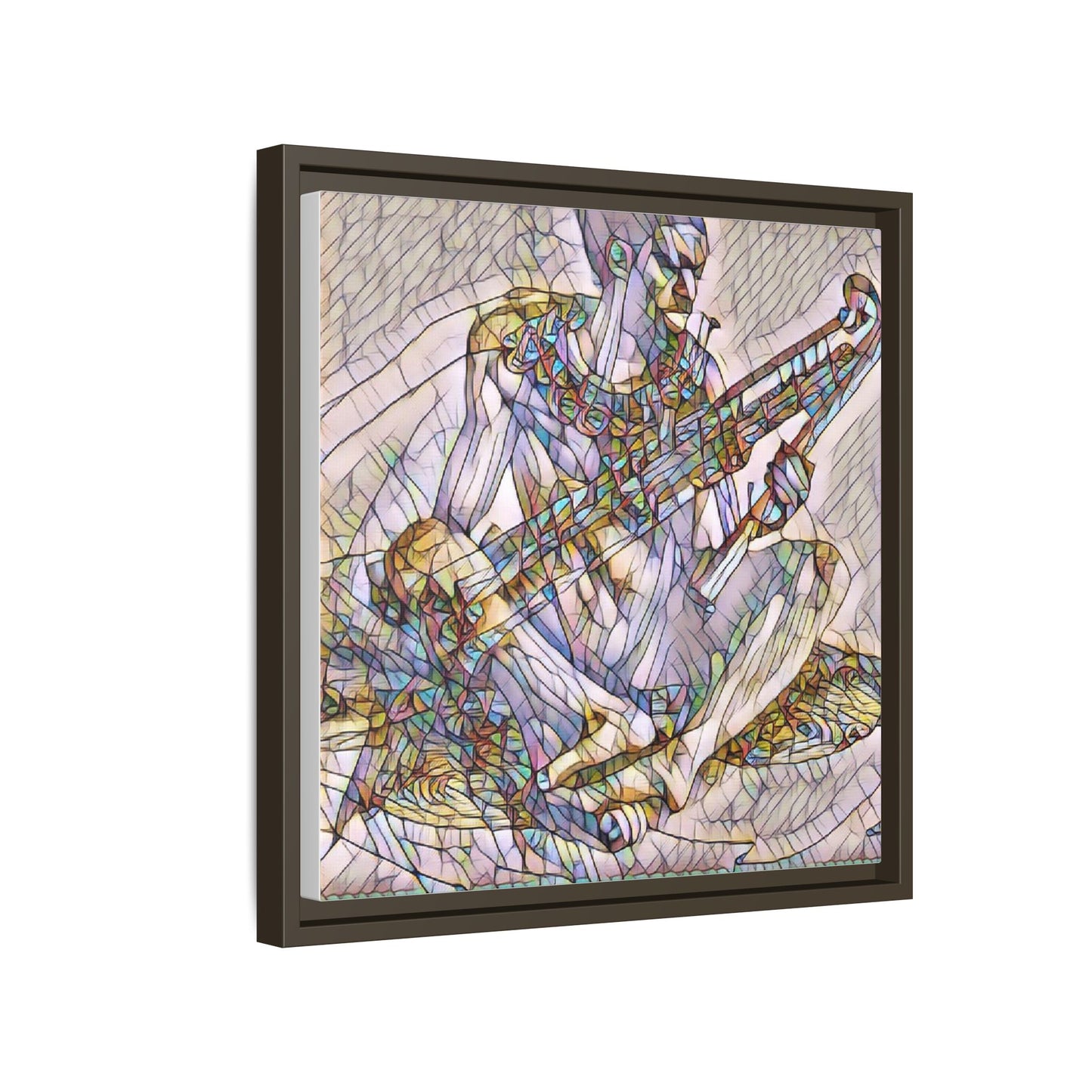 Framed Abstract Musician Canvas Art — Multicolor Modern Wall Decor