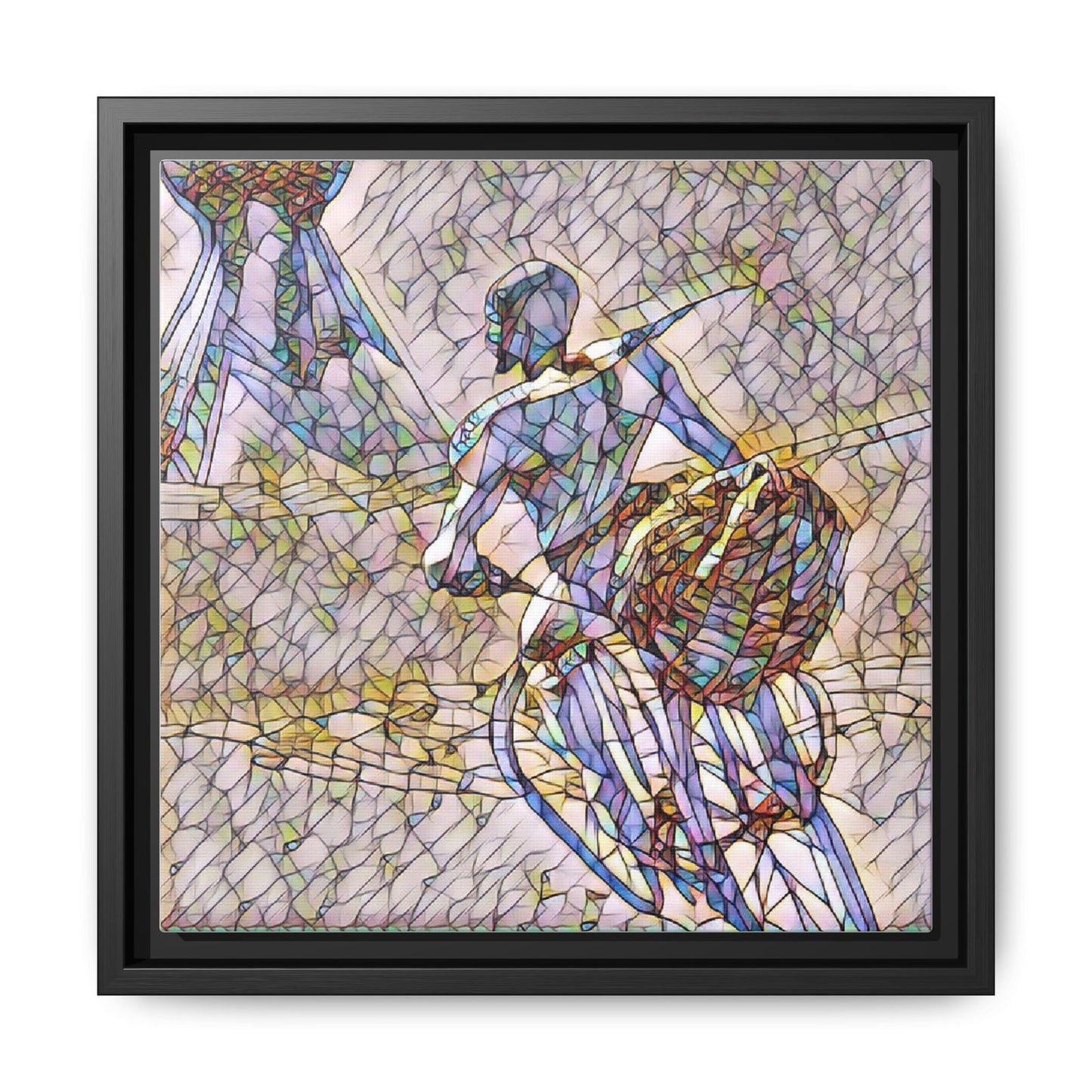 Abstract Stained-Glass Warrior Matte Framed Canvas